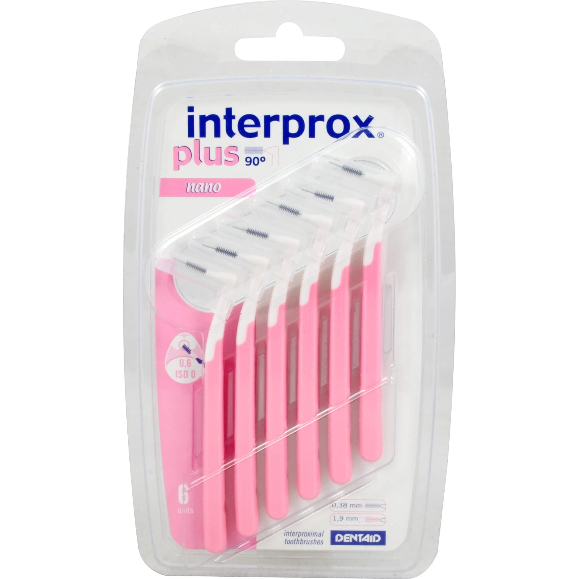 Interprox 0.38 mm Pink Plus Interproximal Brush Nano - Pack of 6