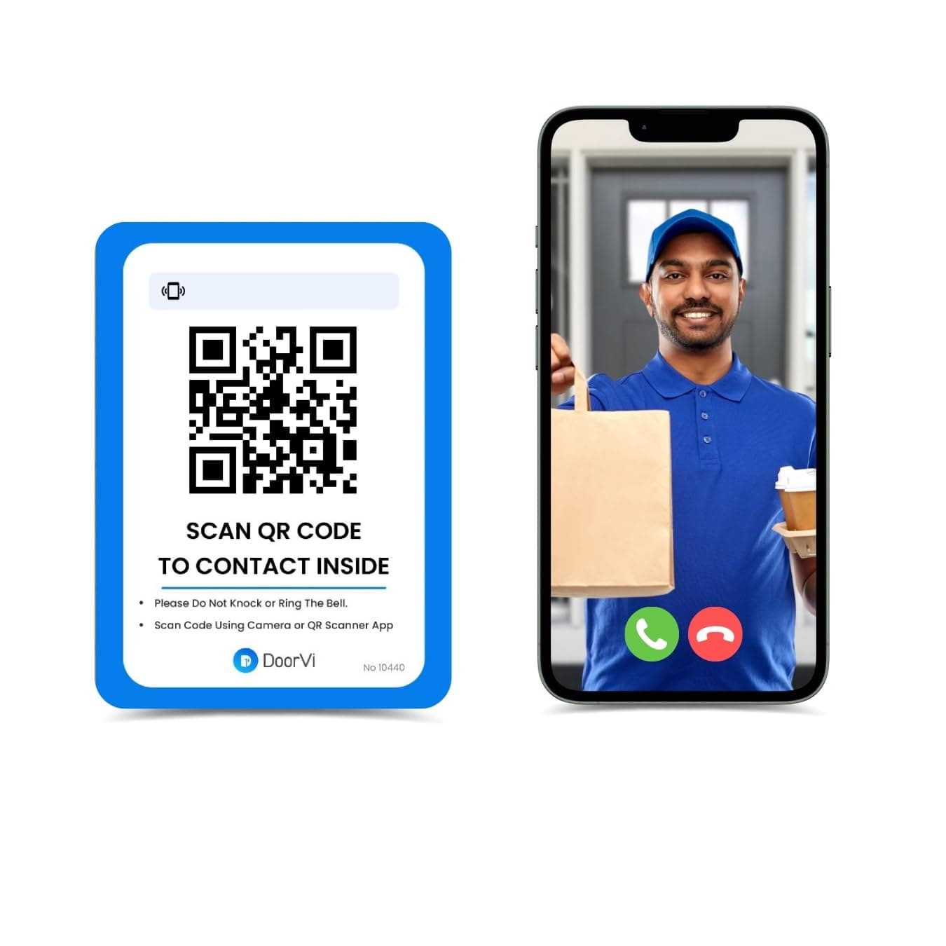 Smart Video Doorbell Powered by QR Code Technology | Instant Visitor Video Call on Smartphone | 2-Way Talk | Square (Sticker)