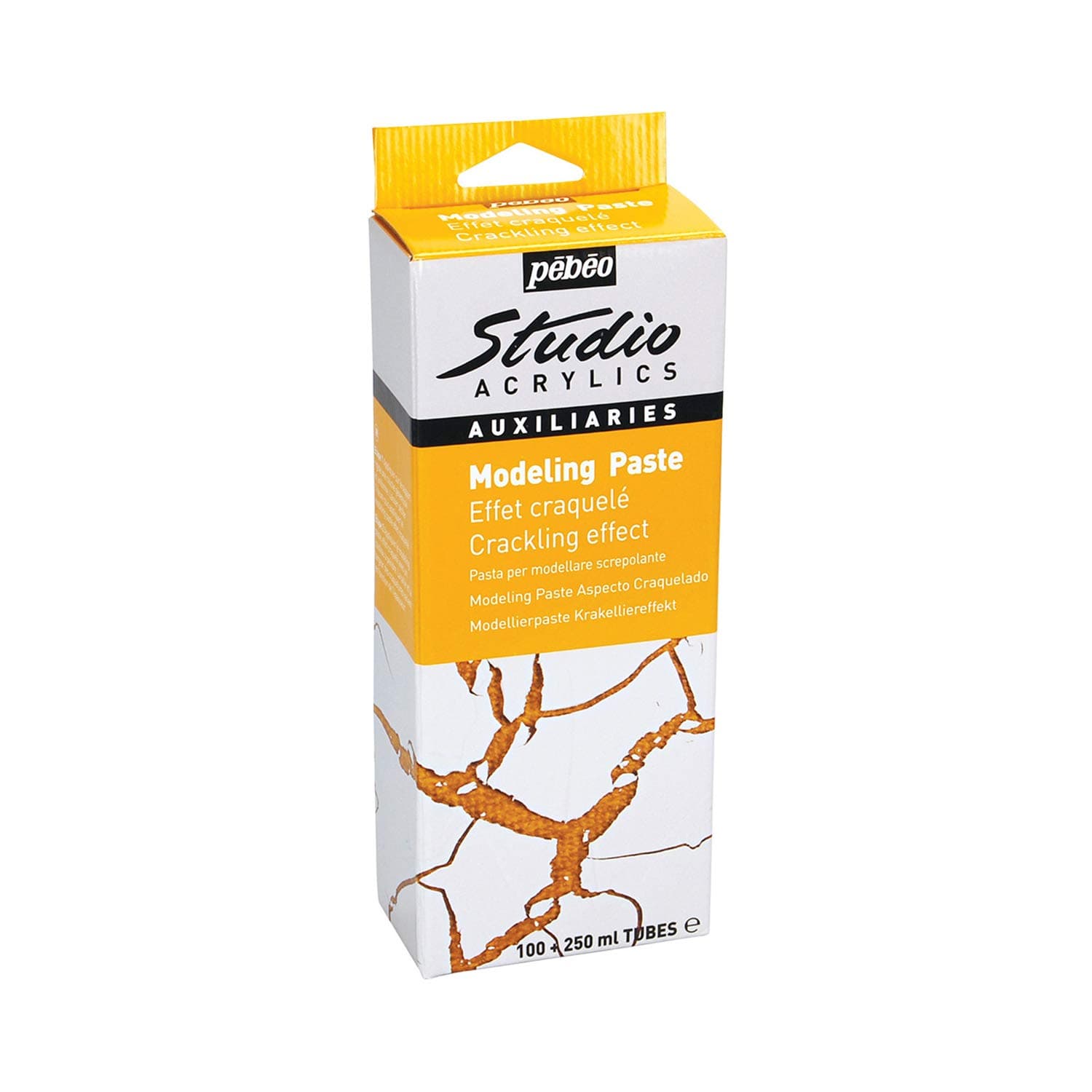 Pebeo Phase Kit-2 Tubes 100 ml + 250 ml Studio Acrylics Modelling Paste Crackled Effect White, Small