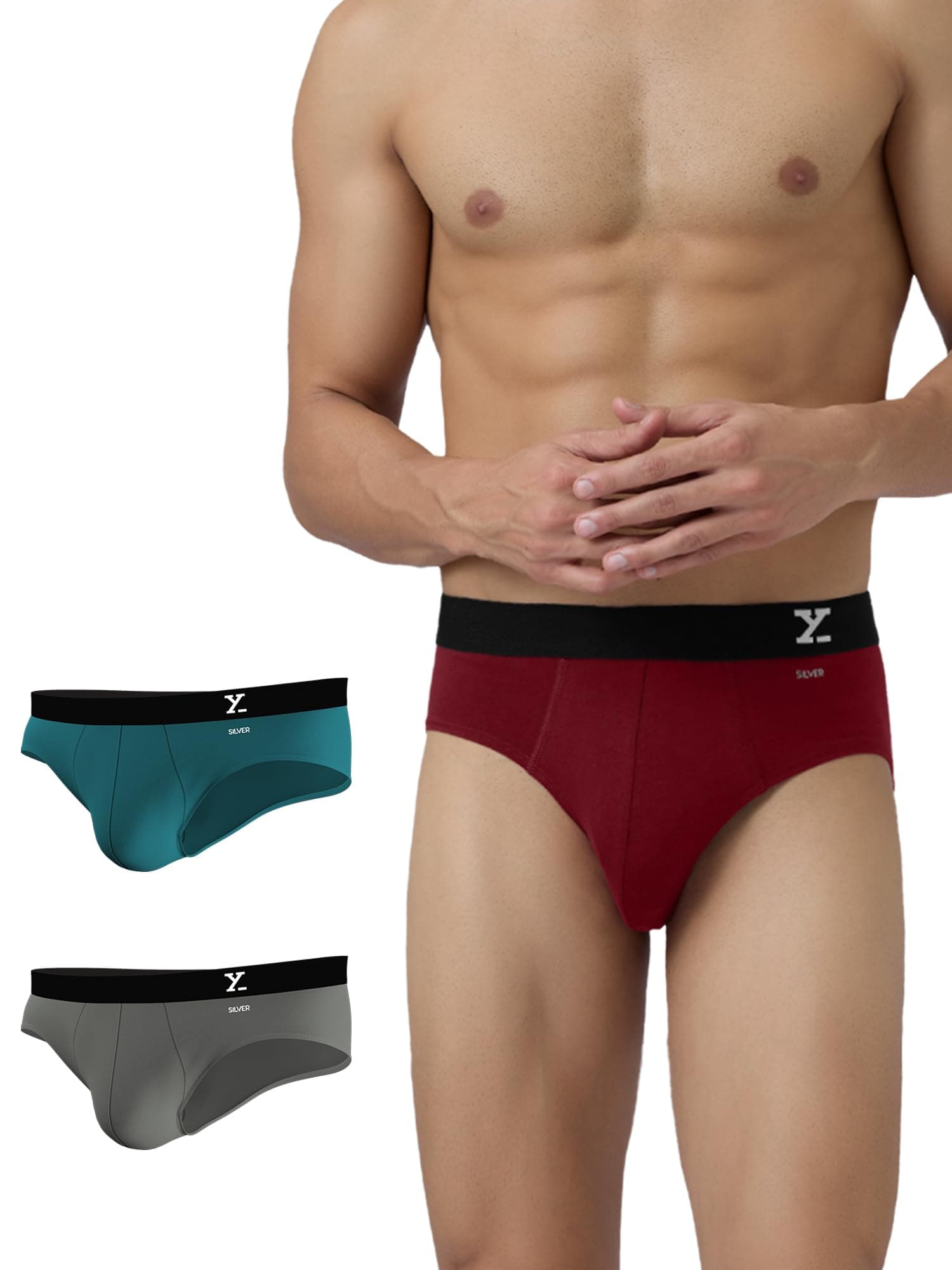 – Men's Aero Super Combed Cotton Regular Fit Solid Antibacterial Briefs with No Marks Waistband (Pack of 3)