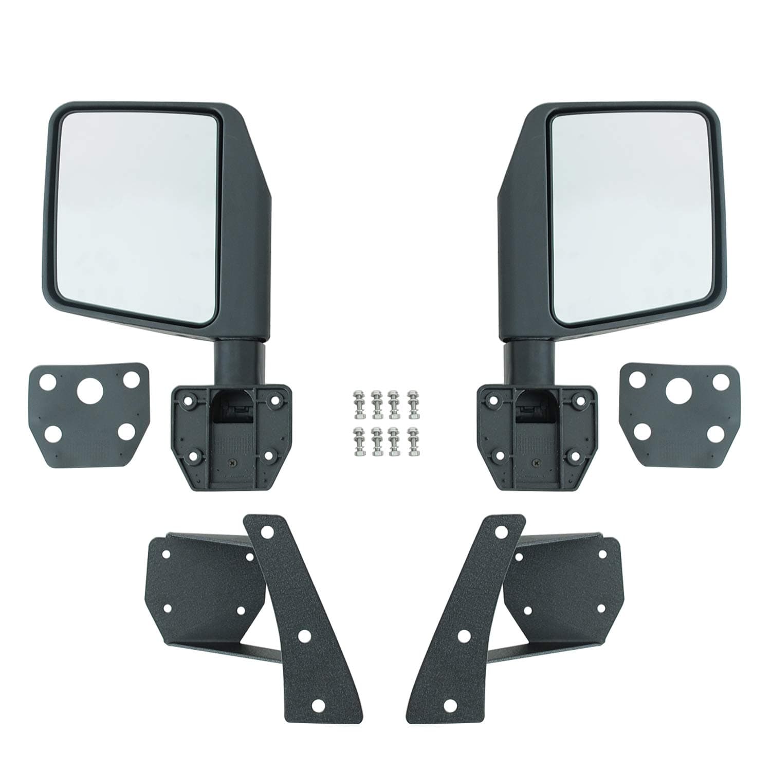 EAGSide View Mirrors with A Pillar Post Relocation Brackets Pair Kit Fit for 07-18 Wrangler JK