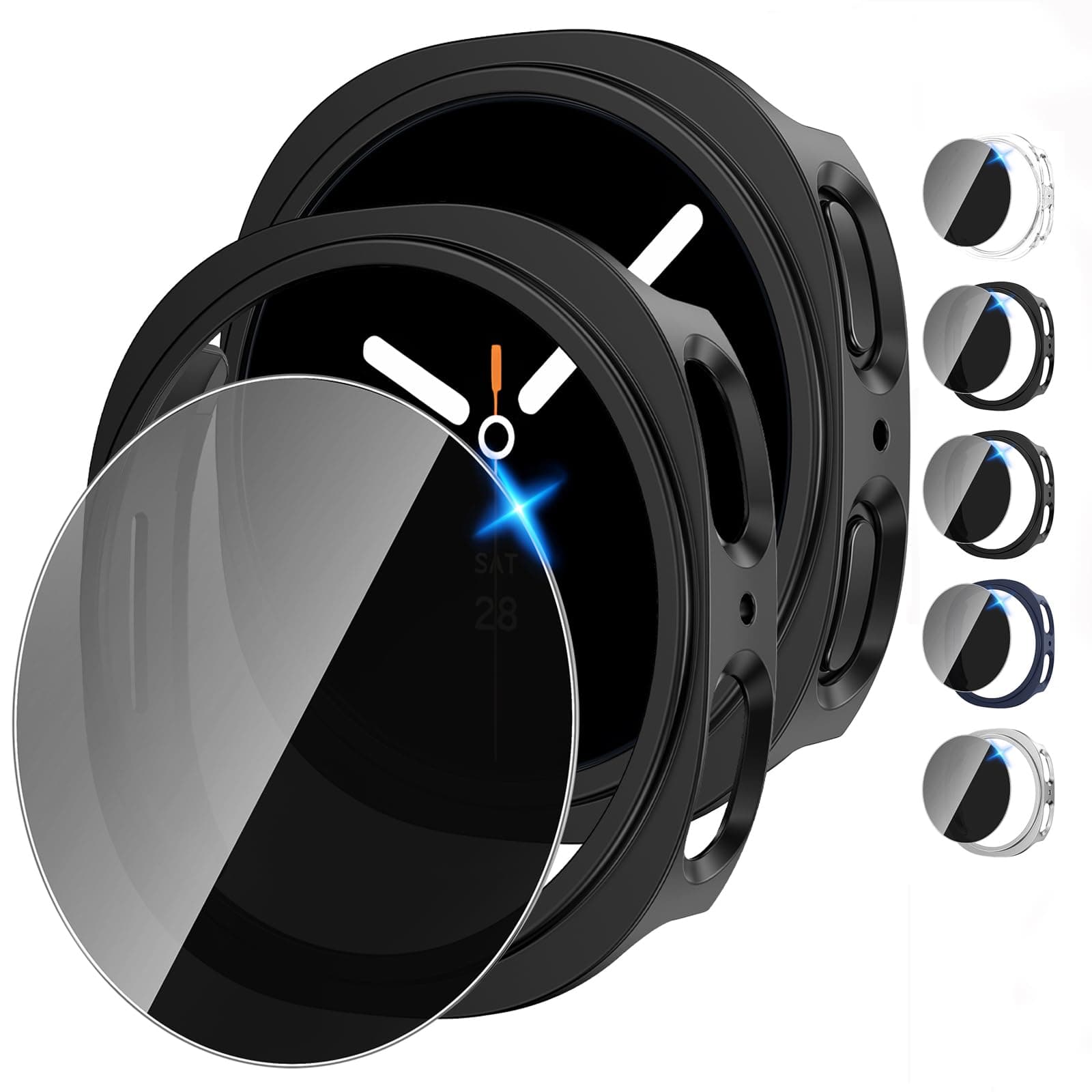 Tensea Multipack for Samsung Galaxy Watch 8 Screen Protector Case 40mm Accessories, Hard PC Bumper/HD Anti-Fog Tempered Glass Protective Film, Face Cover Set, Galaxy Watch 8 Case for Women Men