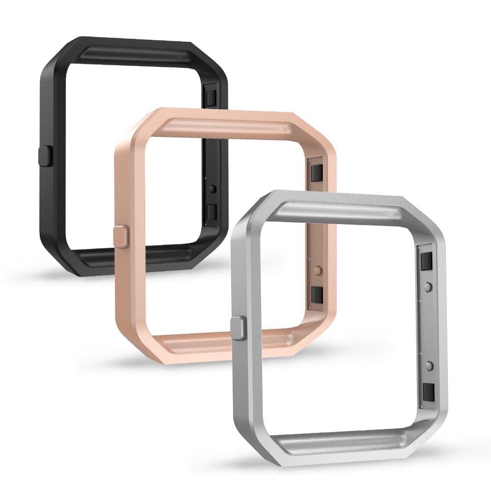 Simpeak Frame for Fitbit Blaze (Pack of 3), Replacement Accessory Stainless Steel Frame for Fit bit Blaze Smart Watch, Black, Silver, Rose Gold