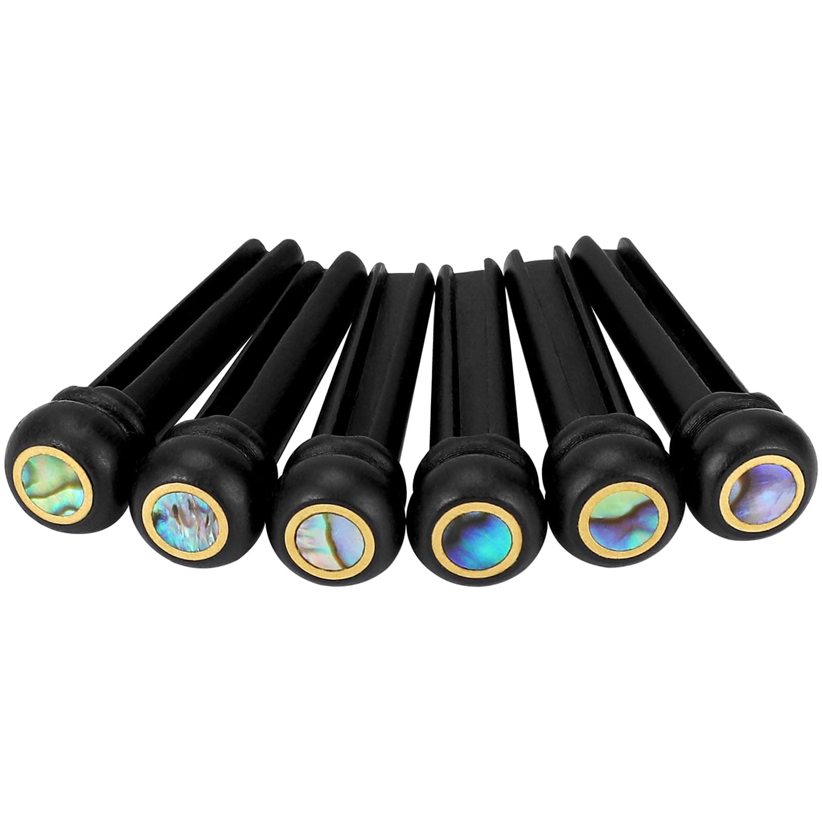 6pcs Ebony Guitar Pins Inlaid Abalone Dot Acoustic Guitar Replacement Parts