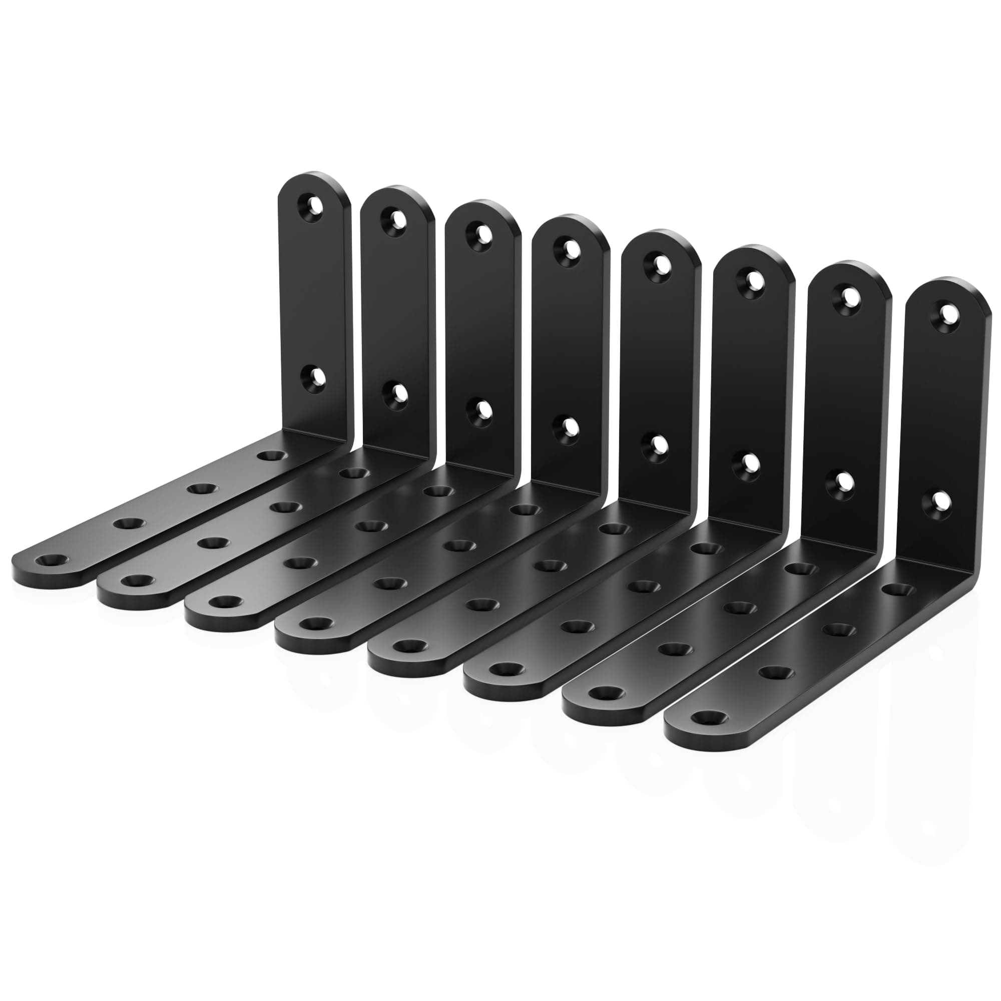 8Pcs/Set Shelf Brackets, Black 5inch Floating Shelf Bracket, Wall Mounted Support,Heavy Duty Floating Shelf Bracket