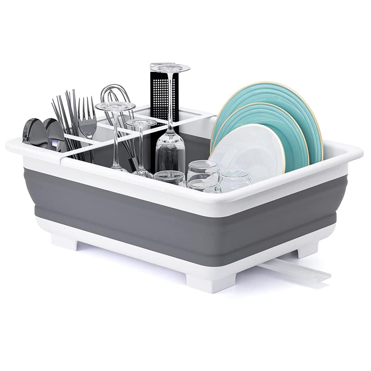 THANSTAR Collapsible Dish Drying Rack, Foldable Dish Drying Rack, Portable Space-Saving Drainer, Organiser for Kitchen, Caravan, Camper, Camping Essentials, RV Accessories