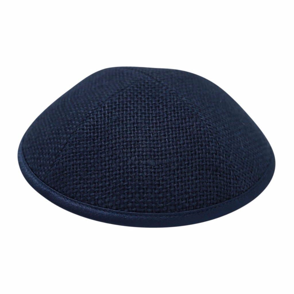 iKIPPAH Pattern Navy Burlap 9 inch Yarmulke