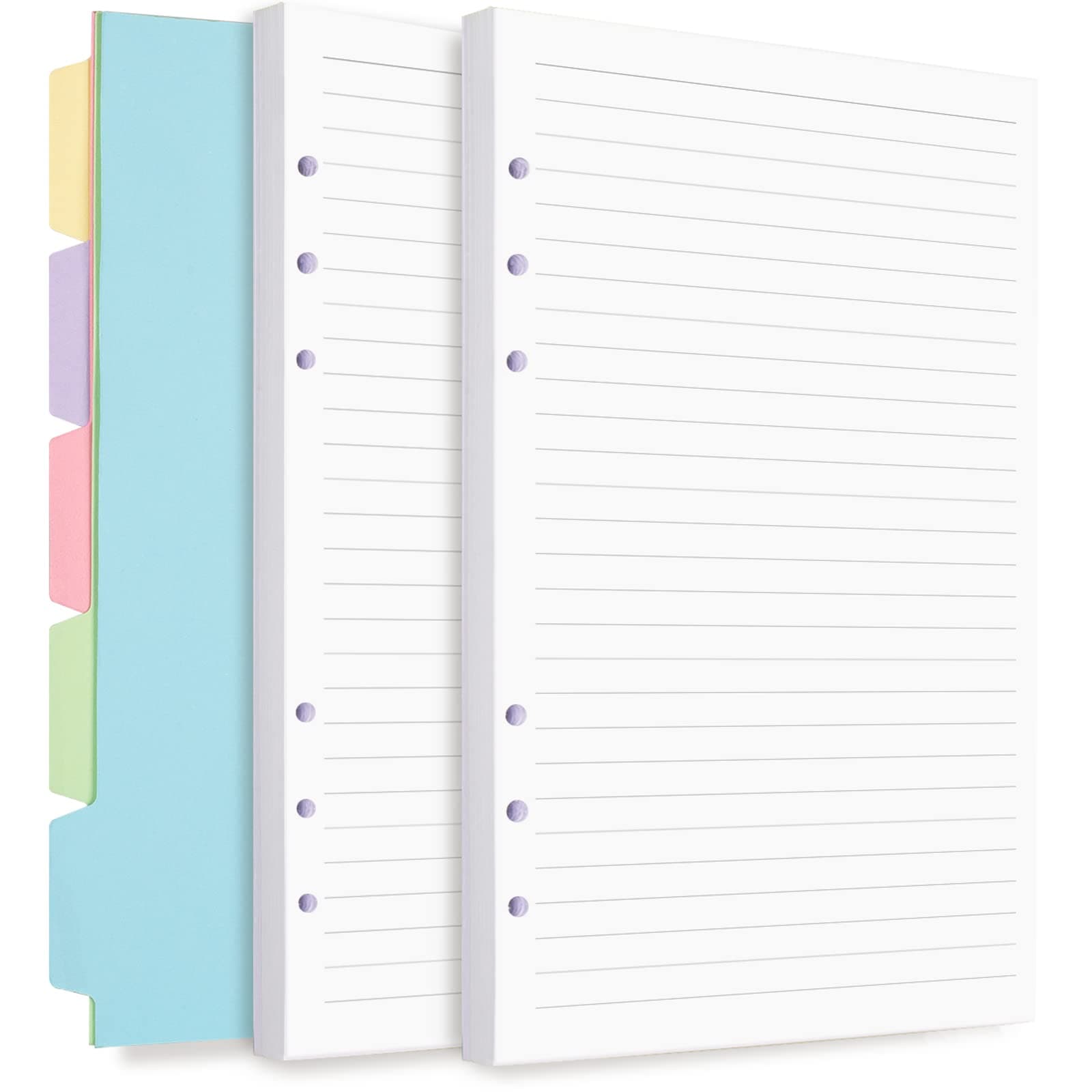 Planner Inserts for A6 Binder - Budget Planner Journals Notebook, 6 Ring Loose Leaf Lined Paper with Binder Dividers, 240 Pages (White Paper)