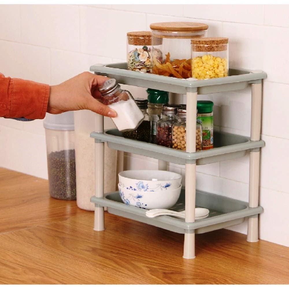 ANVEL® Multi Use Storage Rack - 3 Layer - Best For Kitchen - Bathroom - Living Room - Bedroom - Small & Space Saving Storage Organizer Rack Shelf