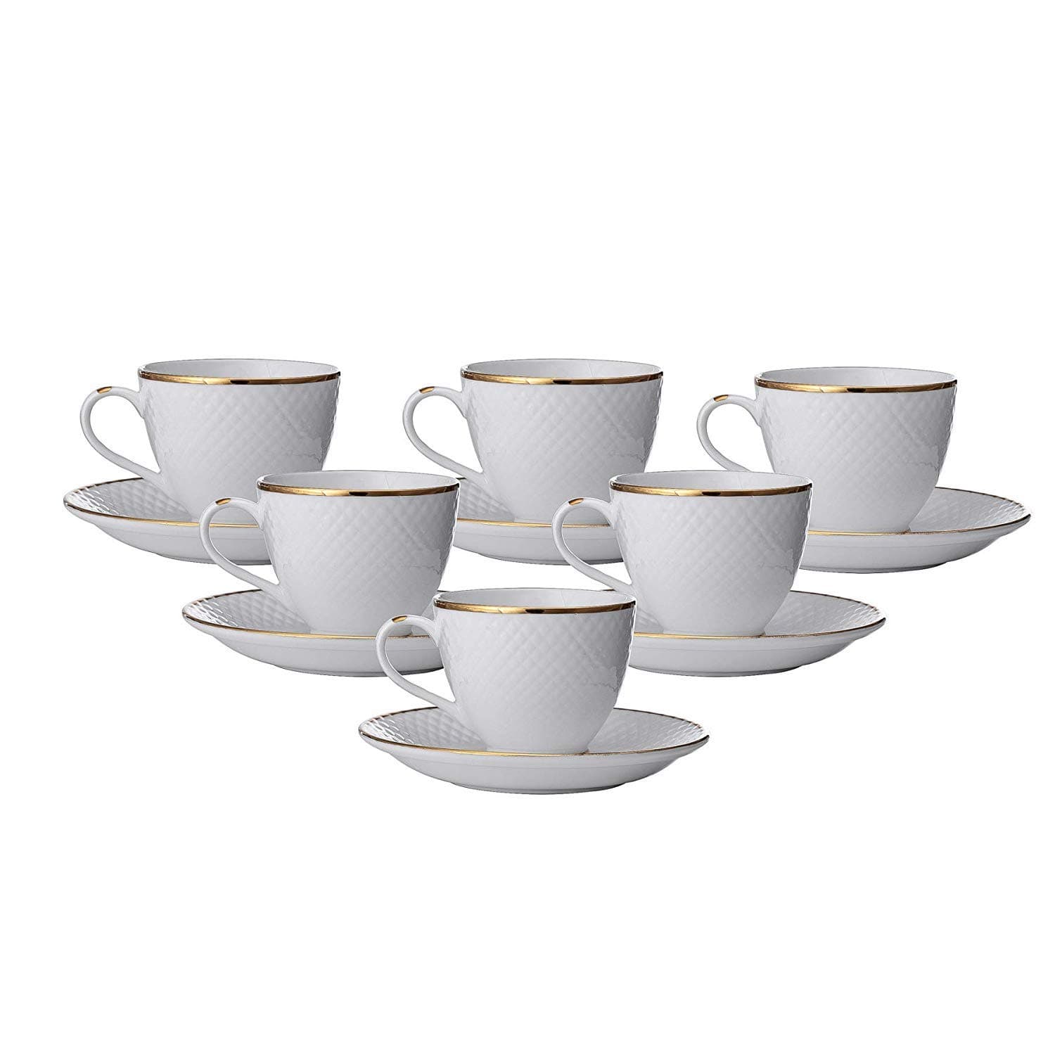 Bone China Cup Saucers Set - White, 160 ml