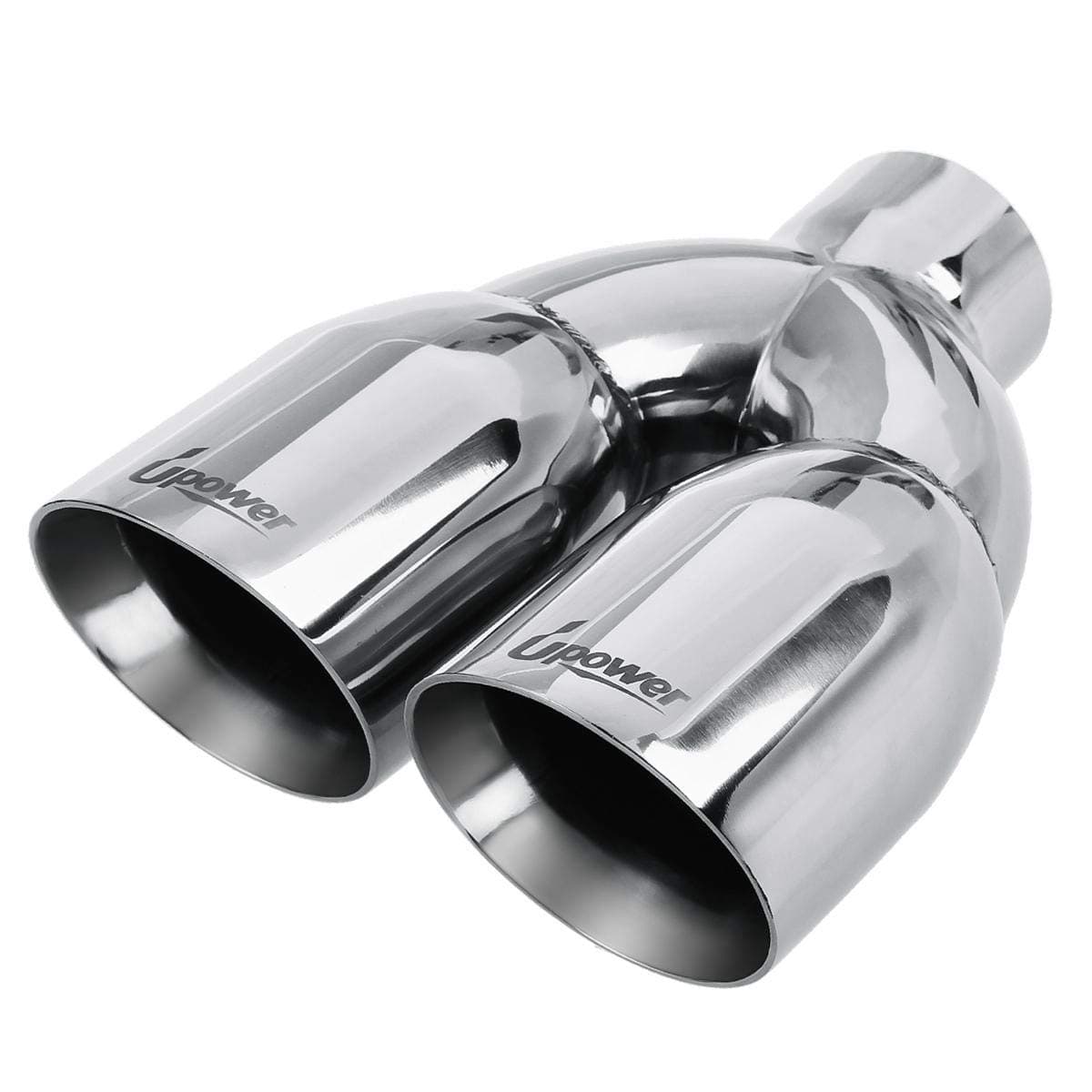 Upower 2.5" to 3.5" Dual Exhaust Tip 2 1/2 Inch Inlet 3 1/2 Inch Outlet 9.5" Length Polished 304 Stainless Exhaust Tailpipe Tips 1.2mm Thickness Double Wall Slant Edge for Car Truck