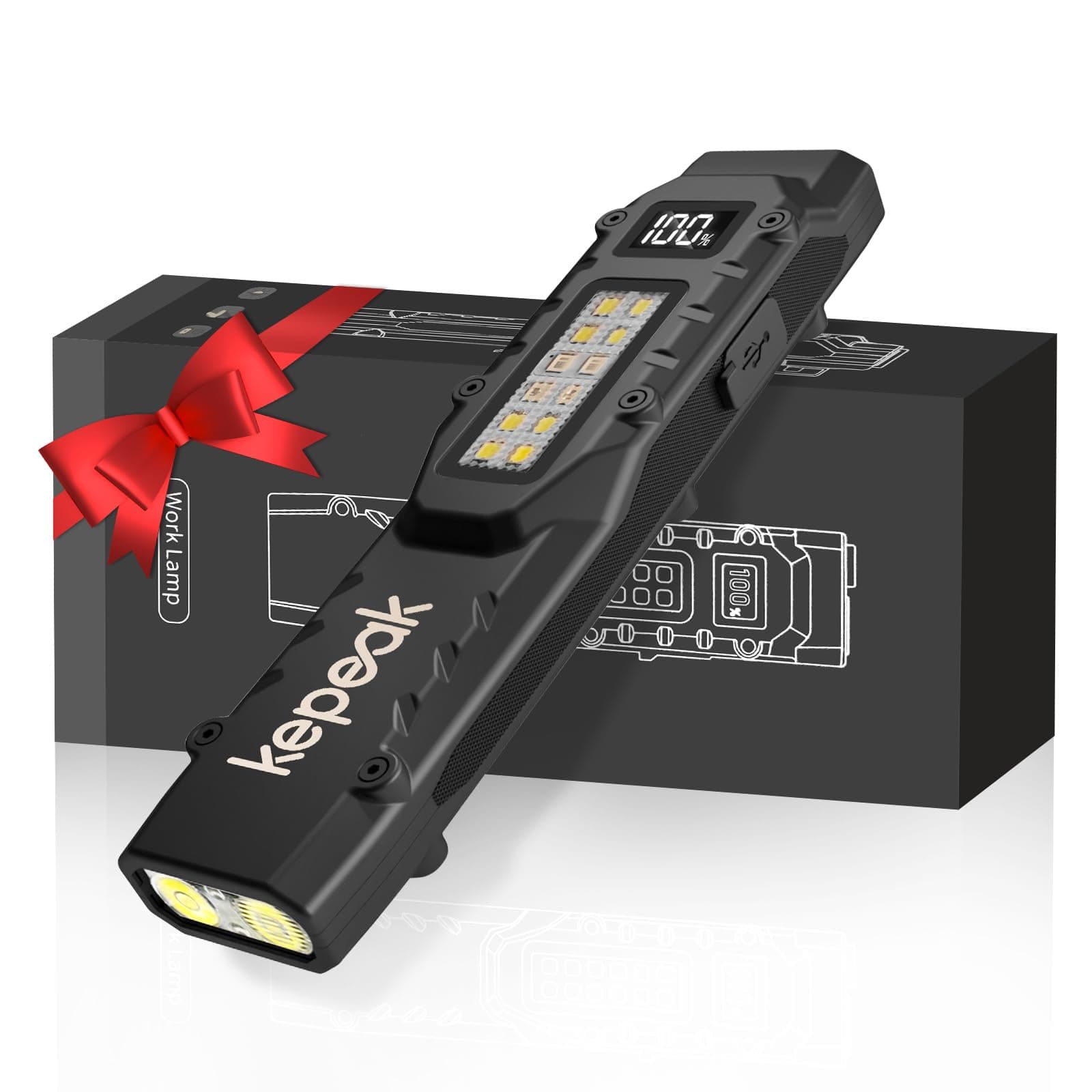 KEPEAK EDC Flashlight, Small Pocket Flat Flashlight, LED Flashlight Rechargeable USB C, Bright Flash Lights with Clip for Camping, Emergency