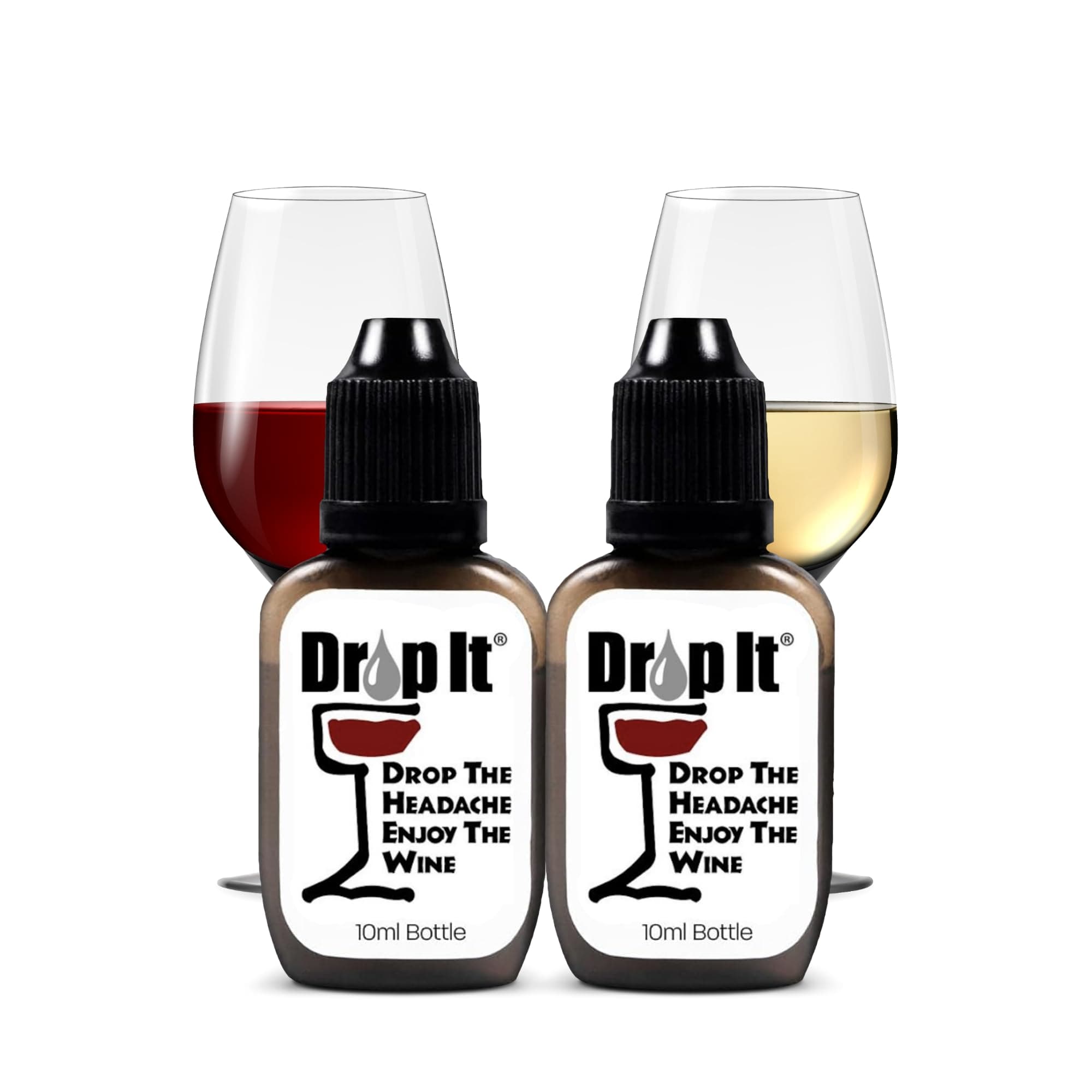 Drop It Wine Drops, Original - 10 mL, 2 Pack - Naturally Reduces Sulfites & Tannins in Red, White & Sparkling Wines - Portable, Easy to Use - Treats Up to 55 Glasses/9 Bottles of Wine Each - USA Made