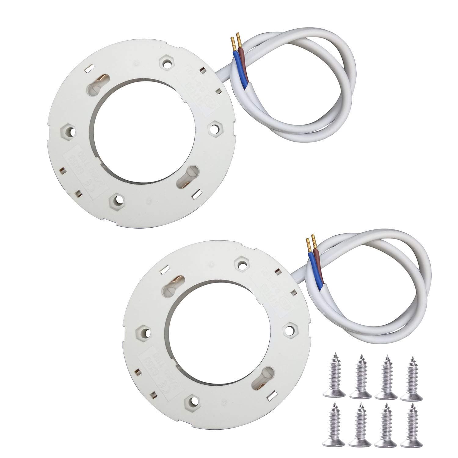 [2 Pack] GX53 Base Lamp Holder Connector Surface Fitting Socket for LED Lamps and CFL Bulbs with 30 cm Wire and M3 Stainless Steel Screws