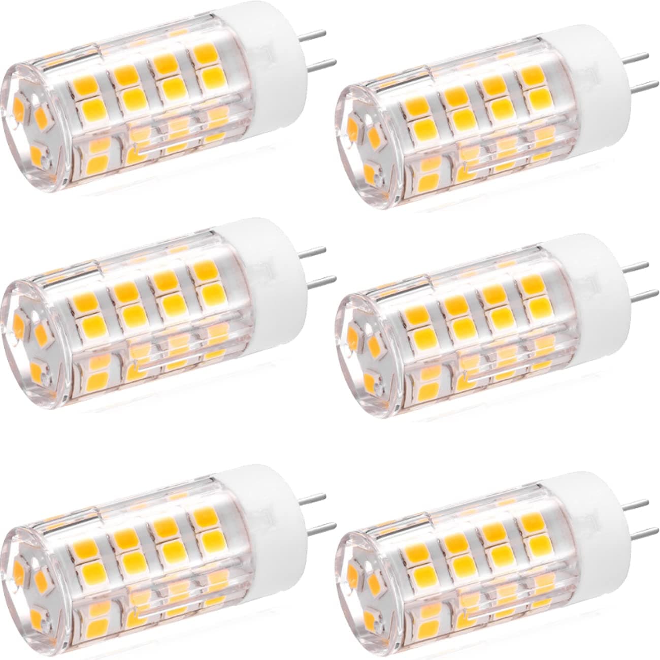KAKEMONO G4 LED Bulb 4W 2700K Warm White bi-pin T3 JC Type 12VAC/DC 40W Halogen Equivalent Non-dimmable for Outdoor Landscape Deck Stair Step Path Lights, Pack of 6