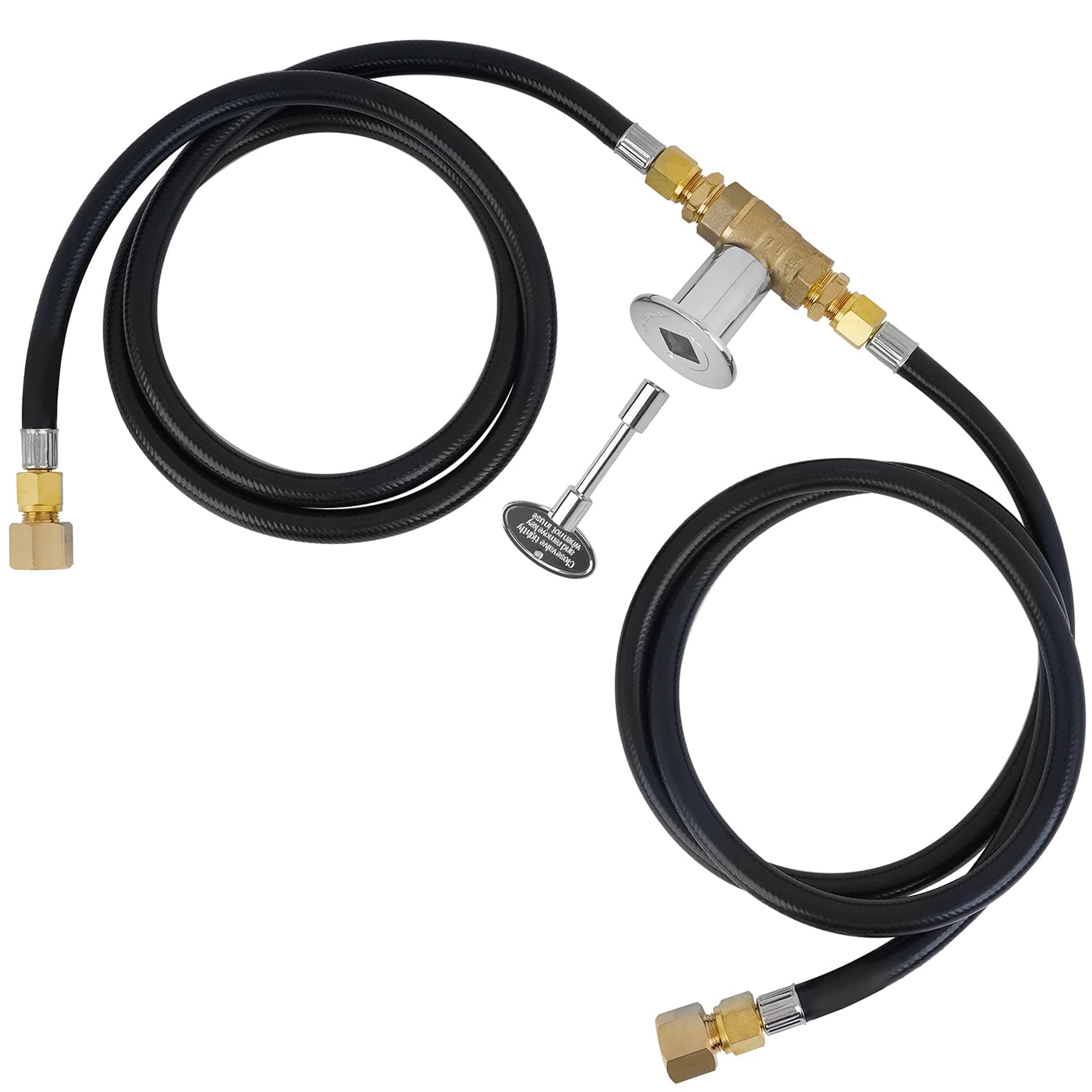 Skyflame Natural Gas Connection Hose, Complete NG Fire Pit Installation Kit from Burner to Natural Gas, Includes 1/2" Control Valve Key Set, 2 PCS 60" Connect Hoses