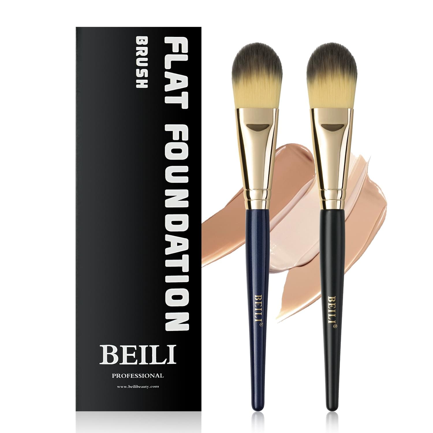 BEILI Foundation Brush Set for Liquid, Cream & Powder, Flat Face Makeup Brush for Mask & Concealer, Buffing Blending Tools, Premium Professional Makeup Brushes