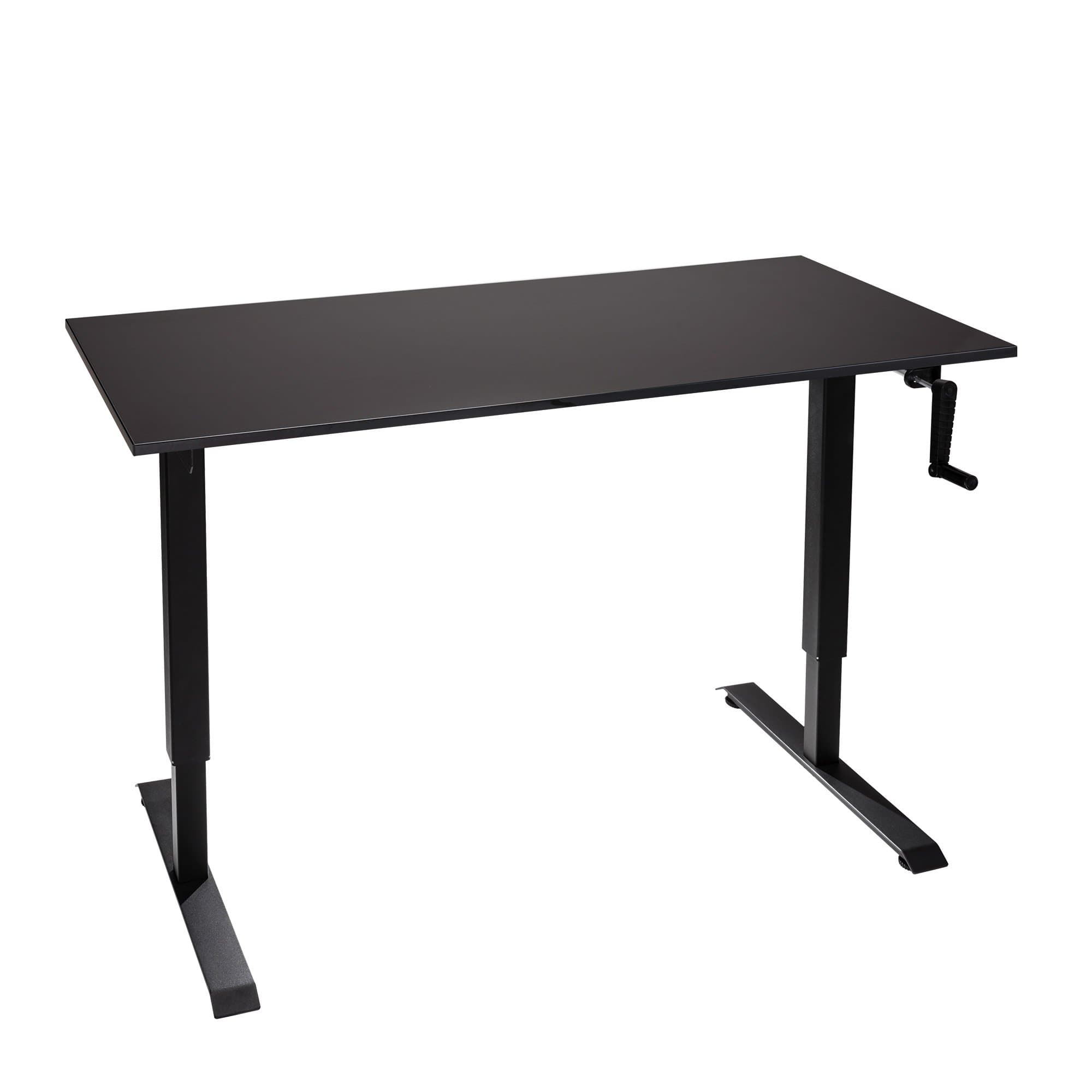 The Original ModTable Hand Crank Standing Desk Adjustable Height Table with Black Frame + Large Desktop 29” x 57” x 3/4”, Black