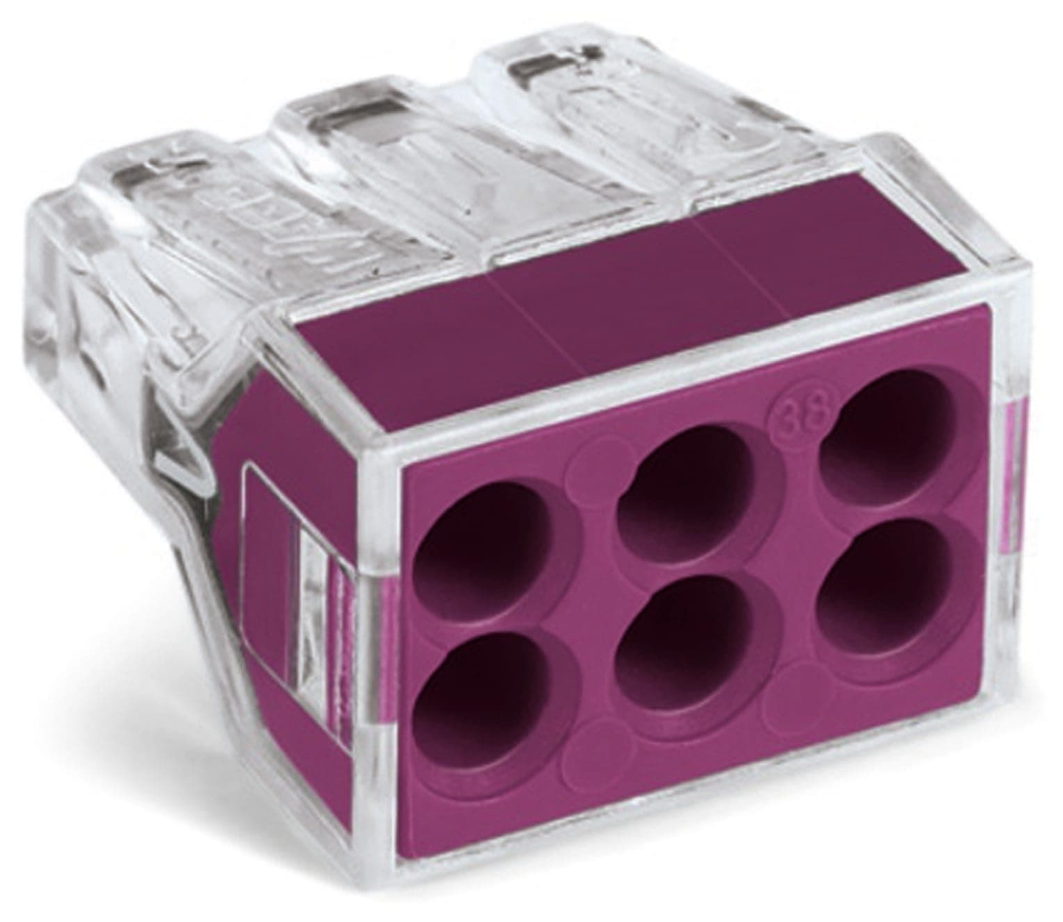 WAGO LIMIT 773-106 6 Way Transparent Solid and Stranded Push Wire Connector, Violet