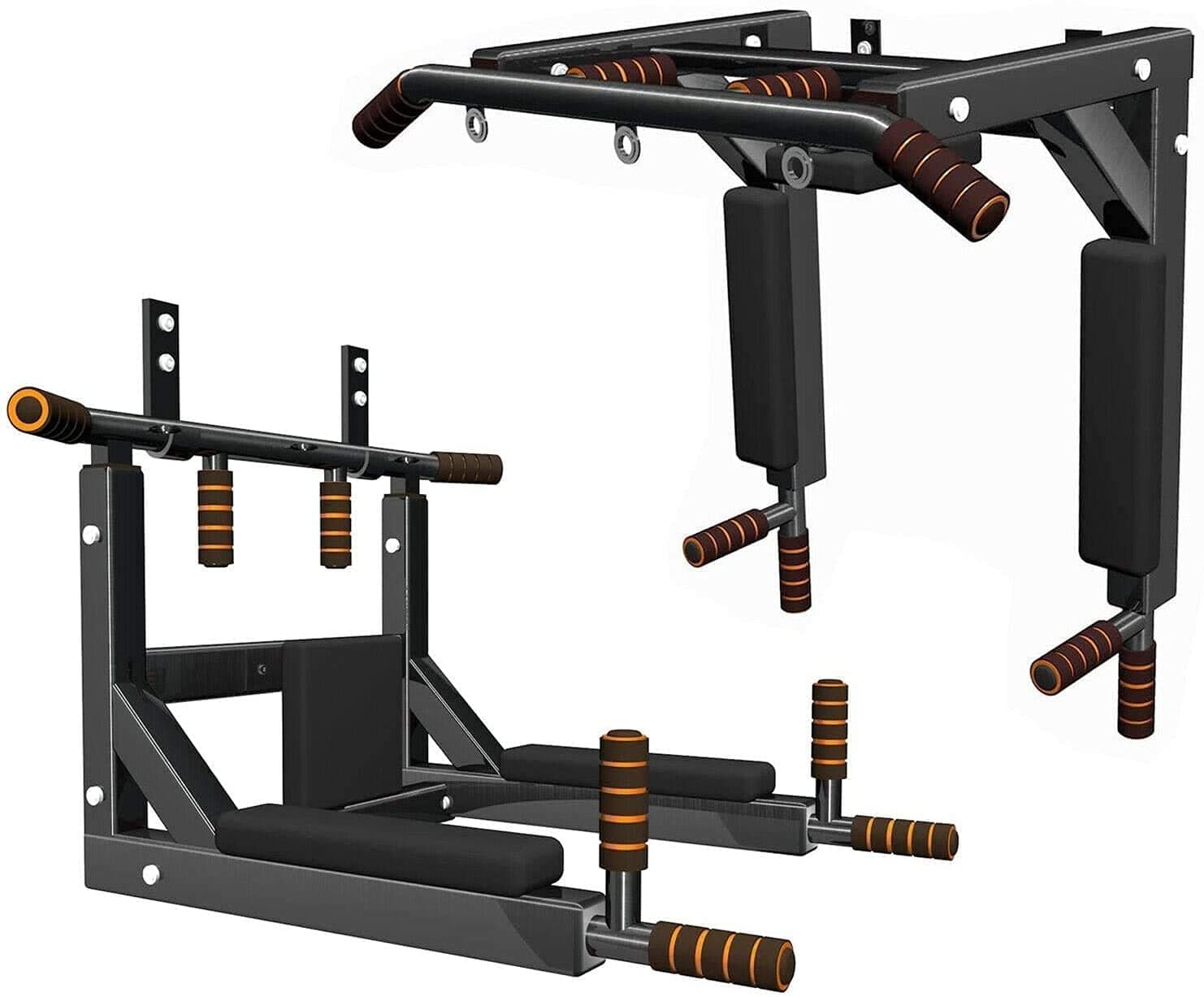 Max Strength - Multifunctional Wall Mounted Horizontal Bar Wall Mounted Pull Up Bar Chin Up，Power Tower Pull Up Dip Station Home Gym Exercise Bar Equipment Power Rack