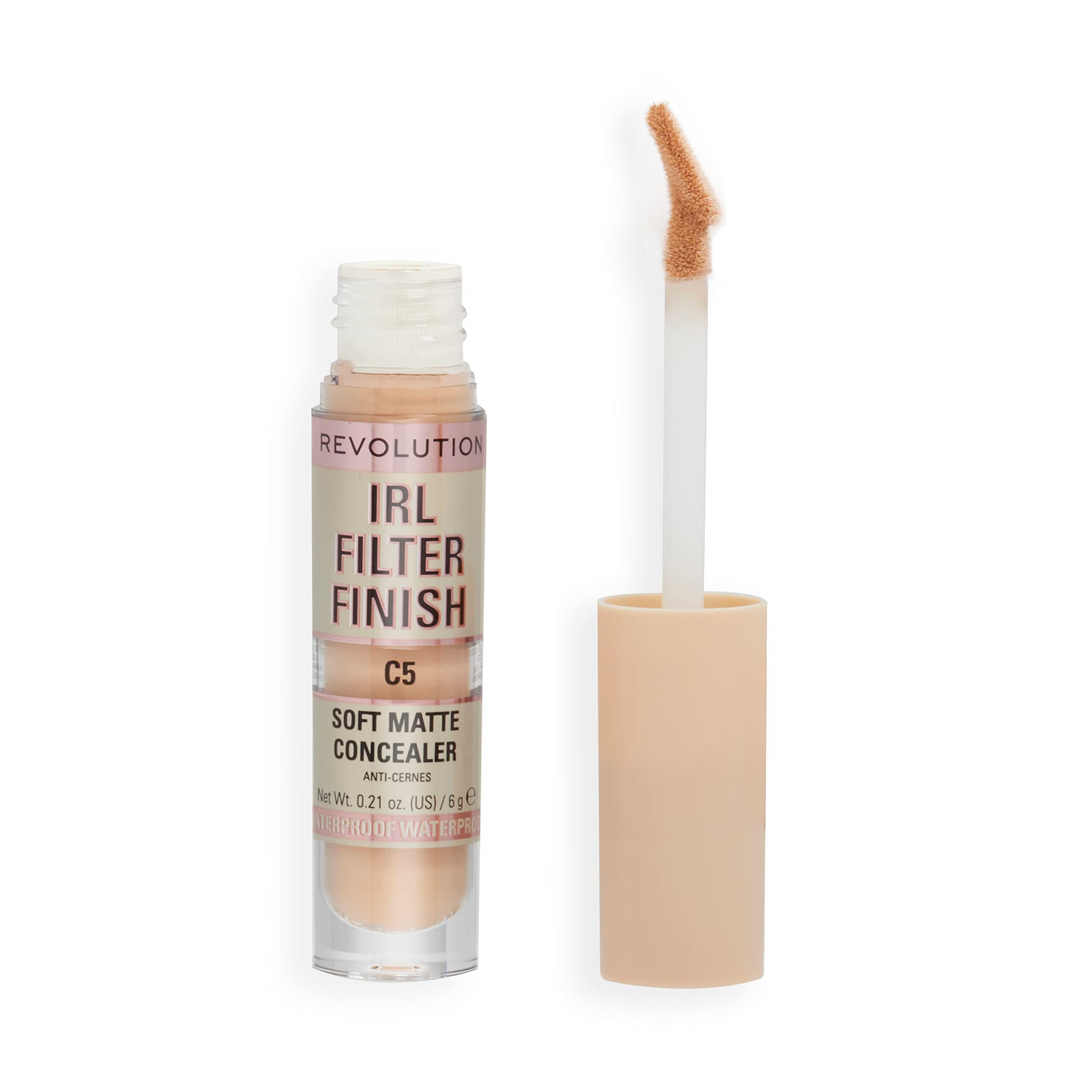 Makeup Revolution- IRL Filter Finish Concealer- C5 | Full coverage | Breathable and lightweight |Blends effortlessly | Soft matte finish |Crease proof, sweat proof, waterproof | 6gm