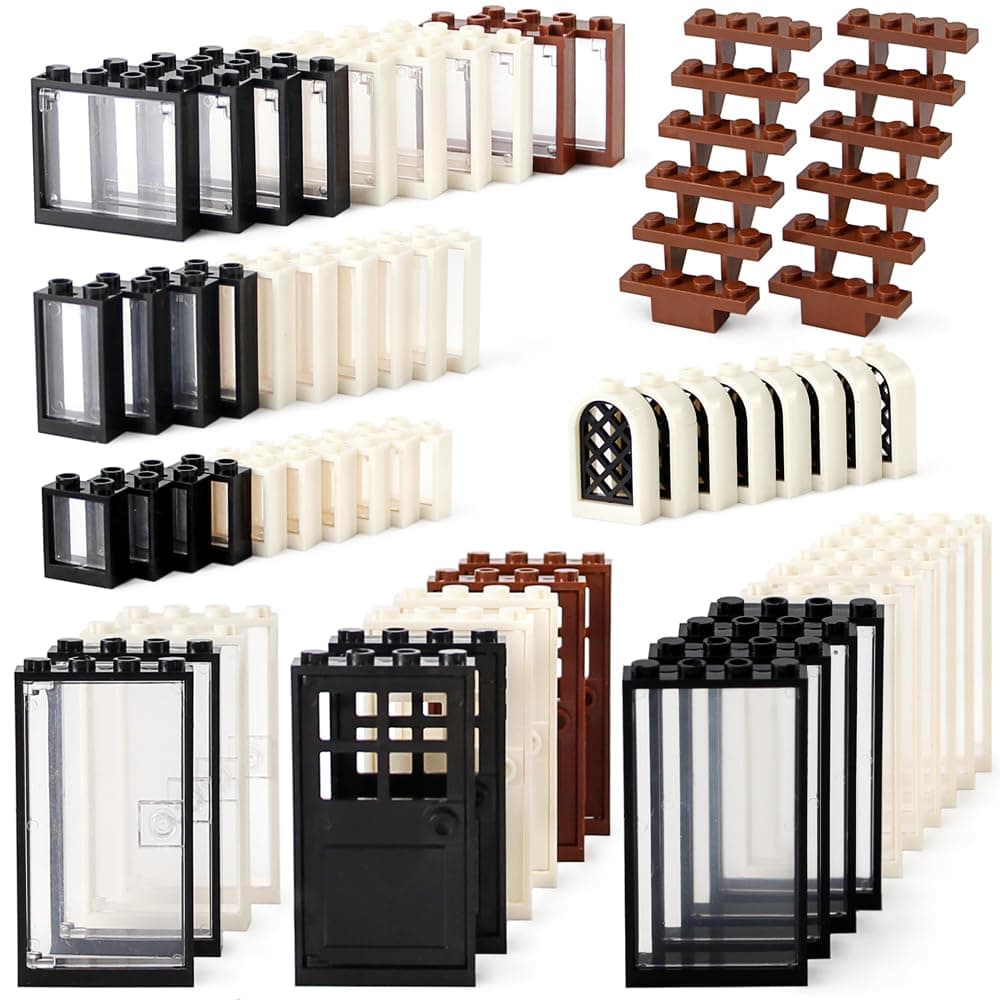 Windows and Doors Set Interior Decoration Accessories MOC Building Block Kit 118 Pieces and Parts Compatible with Major Brands