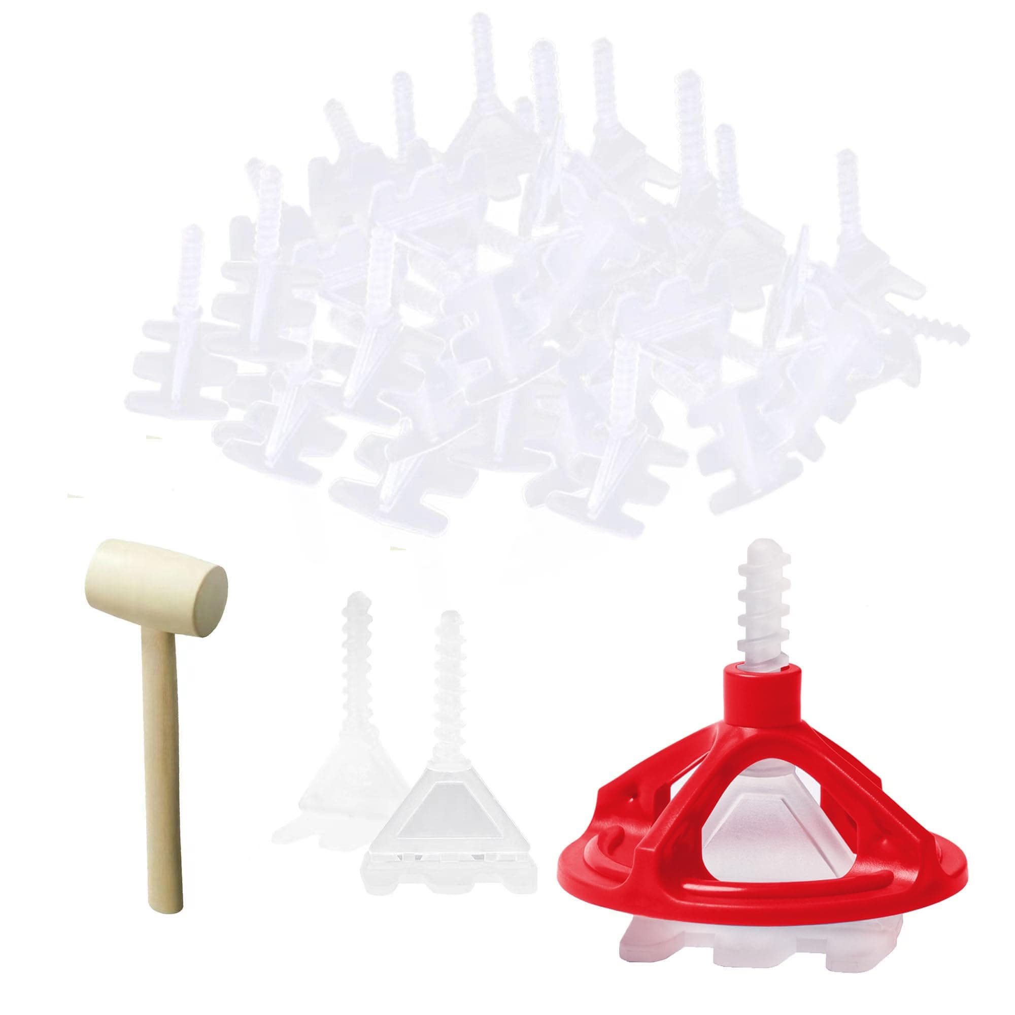 1/16" Tile Leveling System with 300Pcs Tile Leveling Spacers Baseplates, 100Pcs Reusable Caps and Rubber Mallet, Tile Tools Kit for Professional Ceramic and Stone Installation