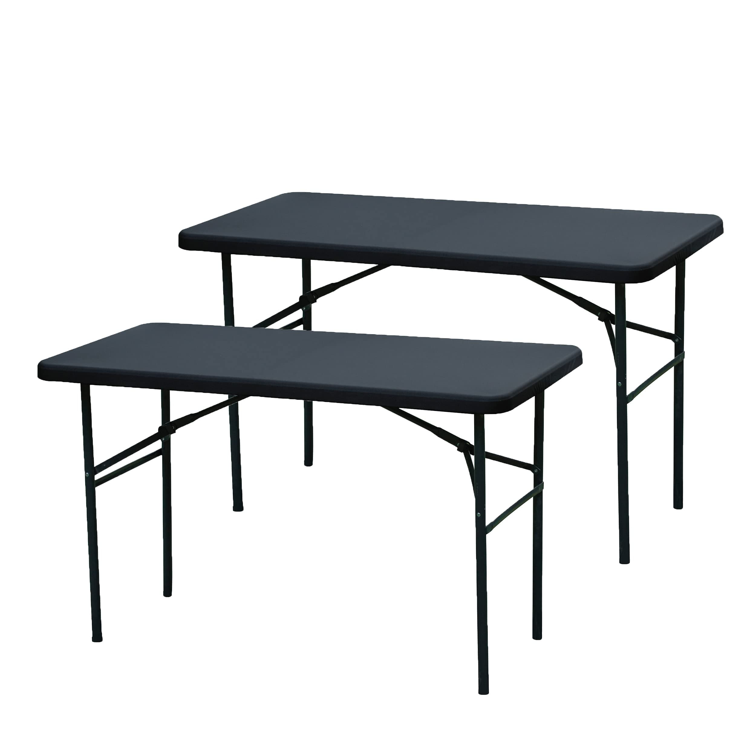 2 Pack Fitted Tablecloth Rectangle 6ft Elastic Edge Spandex Table Top Cover for Picnic Outdoor Camping Park Patio Black 30 x 72 inch