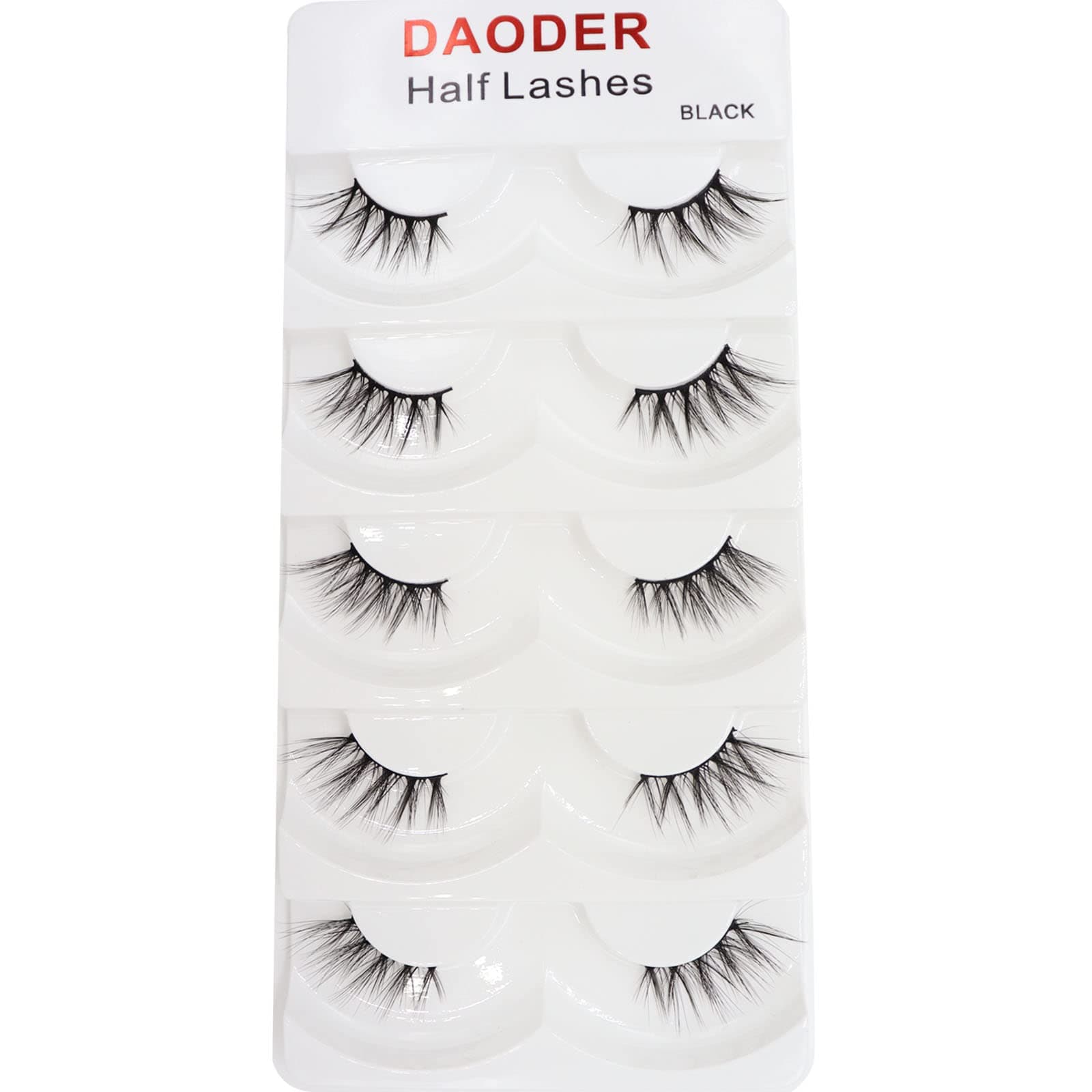 DAODERFalse Eyelashes Half Lashes Wispy Cat Eye Faux 3D Mink Lashes Natural Look Soft Handmade Wispies 7-15mm Eye Lashes For Eye Makeup 5 Pairs (Half Lashes 04)