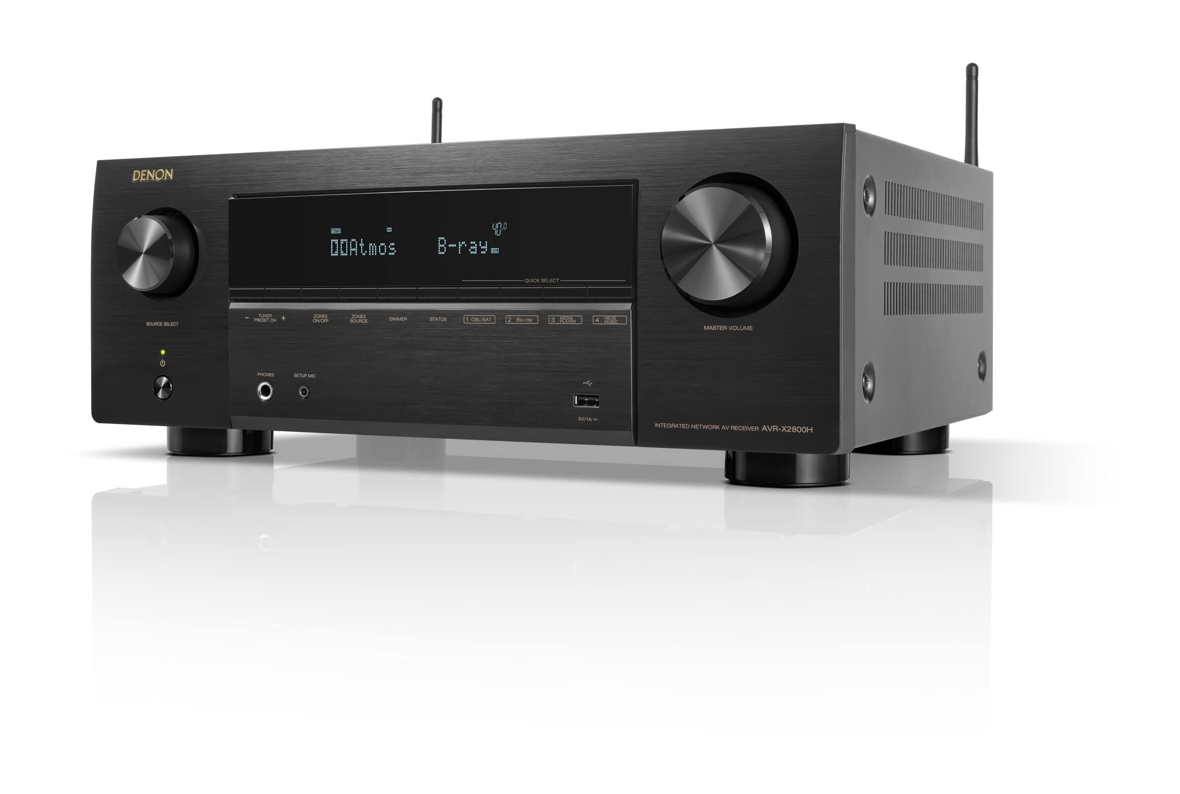 AVR-X2800H 7.2 Ch Stereo Receiver - 8K UHD Home Theater AVR (95W X 7), Wireless Streaming via Built-in HEOS, Wi-Fi, Dolby Atmos, DTS Neural:X & DTS:X Surround Sound, Bluetooth Amplifier