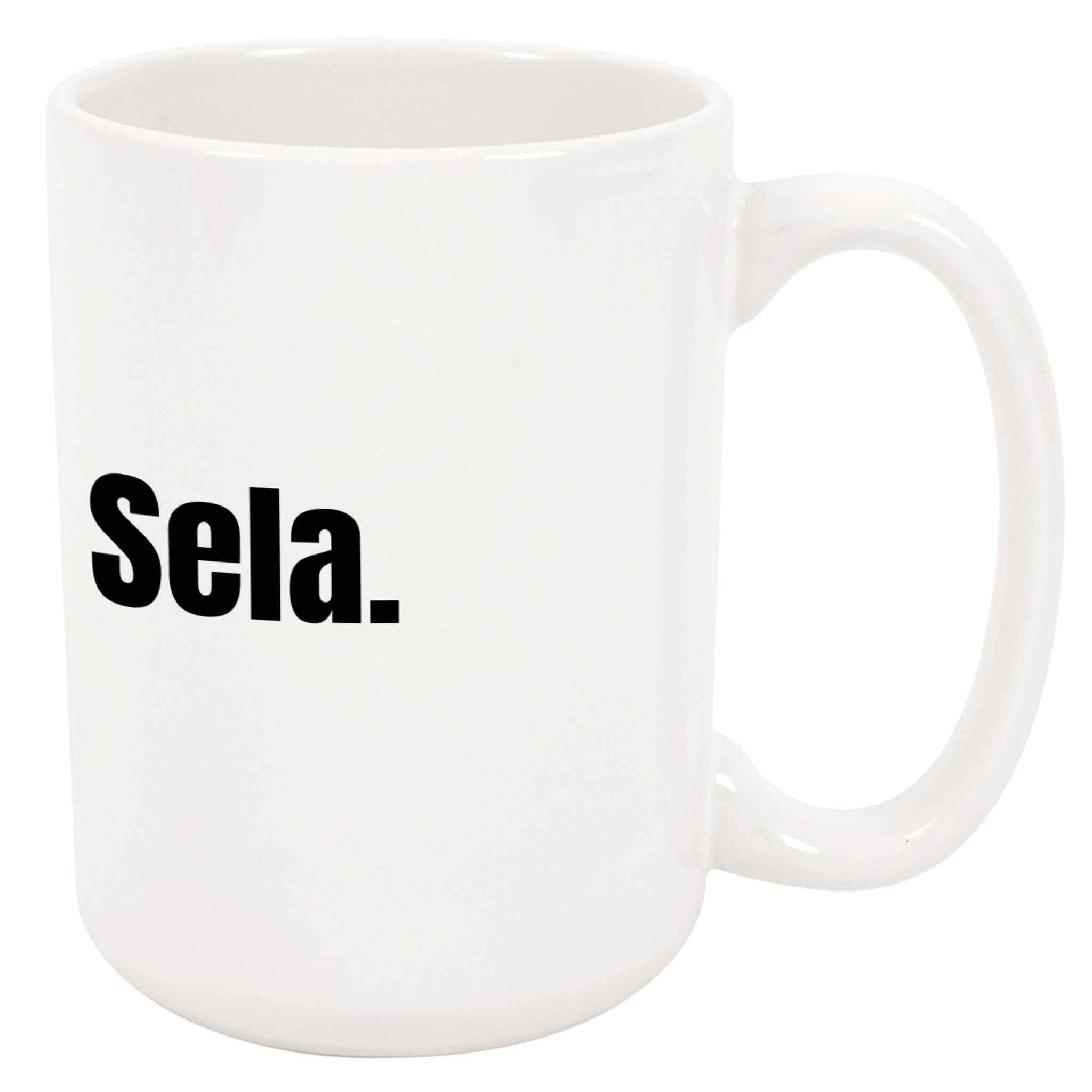 Sela Coffee Mug - Personalized Ceramic Cup with Name, Custom Mug, Customized Birthday/Christmas Gift, Holiday Present, Black Text, 11 Oz