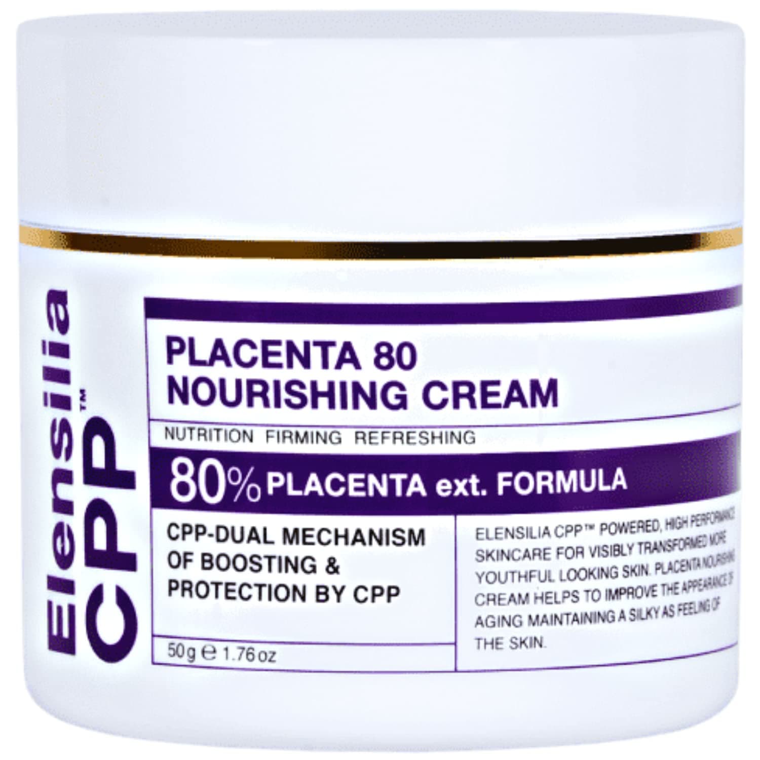 CPP Placenta 80 Nourishing Cream 1.76 Fl. Oz., Intensive Treatment Cream packed with 80% Placenta Extract, Syn-Coll, and Antioxidants for Anti Aging, Firming, Hydrating, and Deep Nourishing