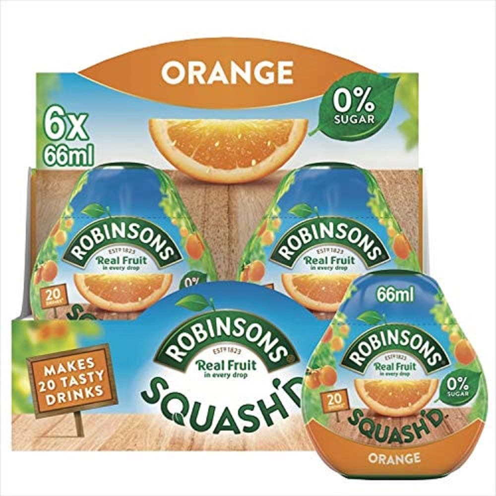 SQUASH'D, No Added Sugar, Real Fruit, Orange, Makes 20 Drinks Per Pack, 6 Packs
