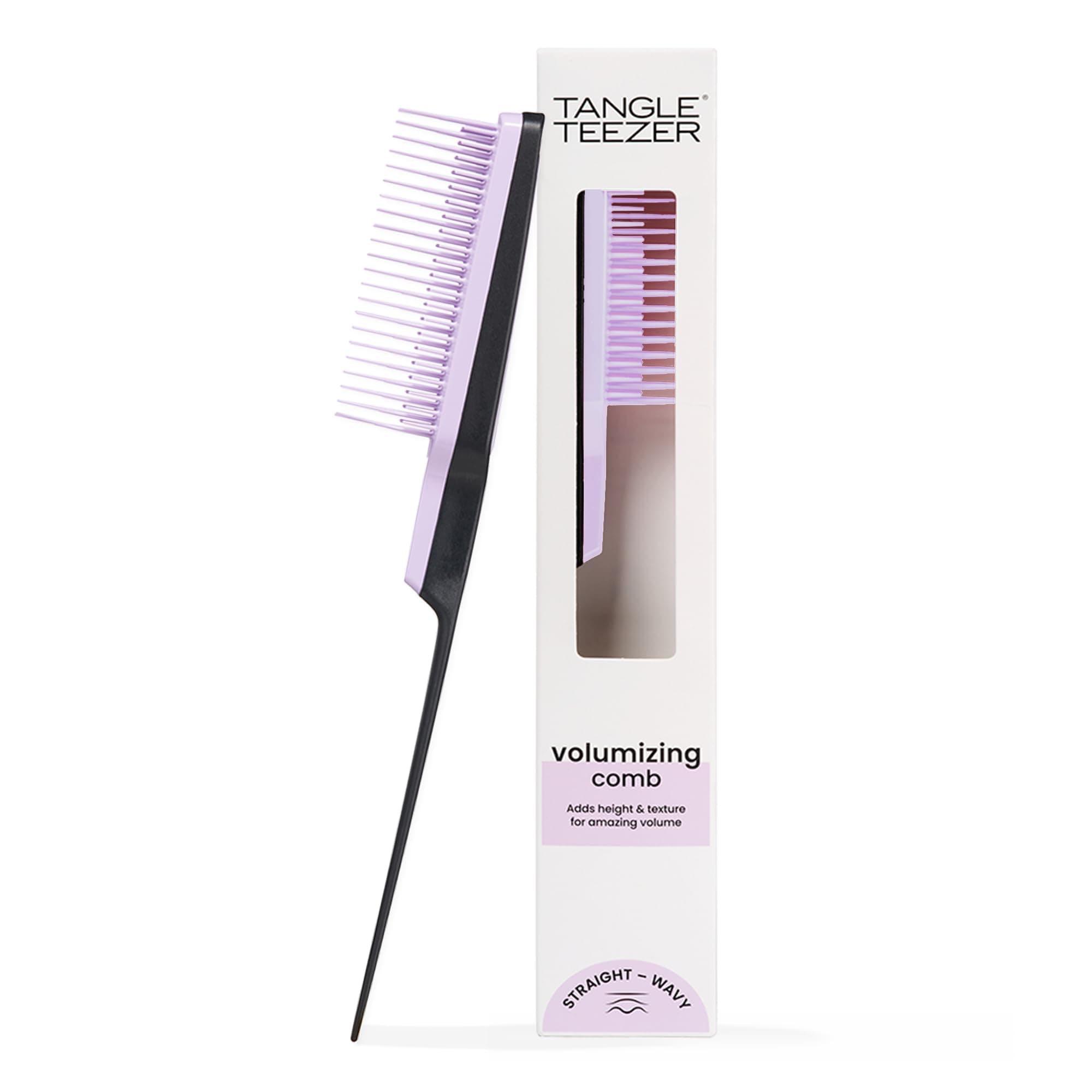 The Ultimate Volumizer Comb, Teasing Comb with Two-Tiered Teeth for Volume & Texture, and All Hair Types, Lilac & Black