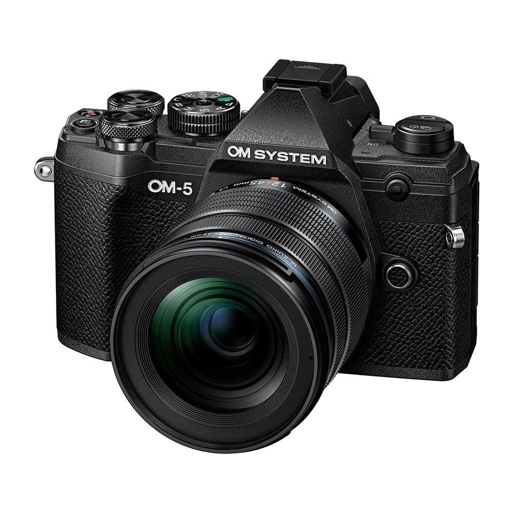 OM-5 Micro Four Thirds System Camera incl. lens M.Zuiko Digital ED 12-45mm PRO, 20 MP Live MOS Sensor, Improved 5-Axis Image Stabilisation, IP53, Handheld High Res Shot, Black/Black