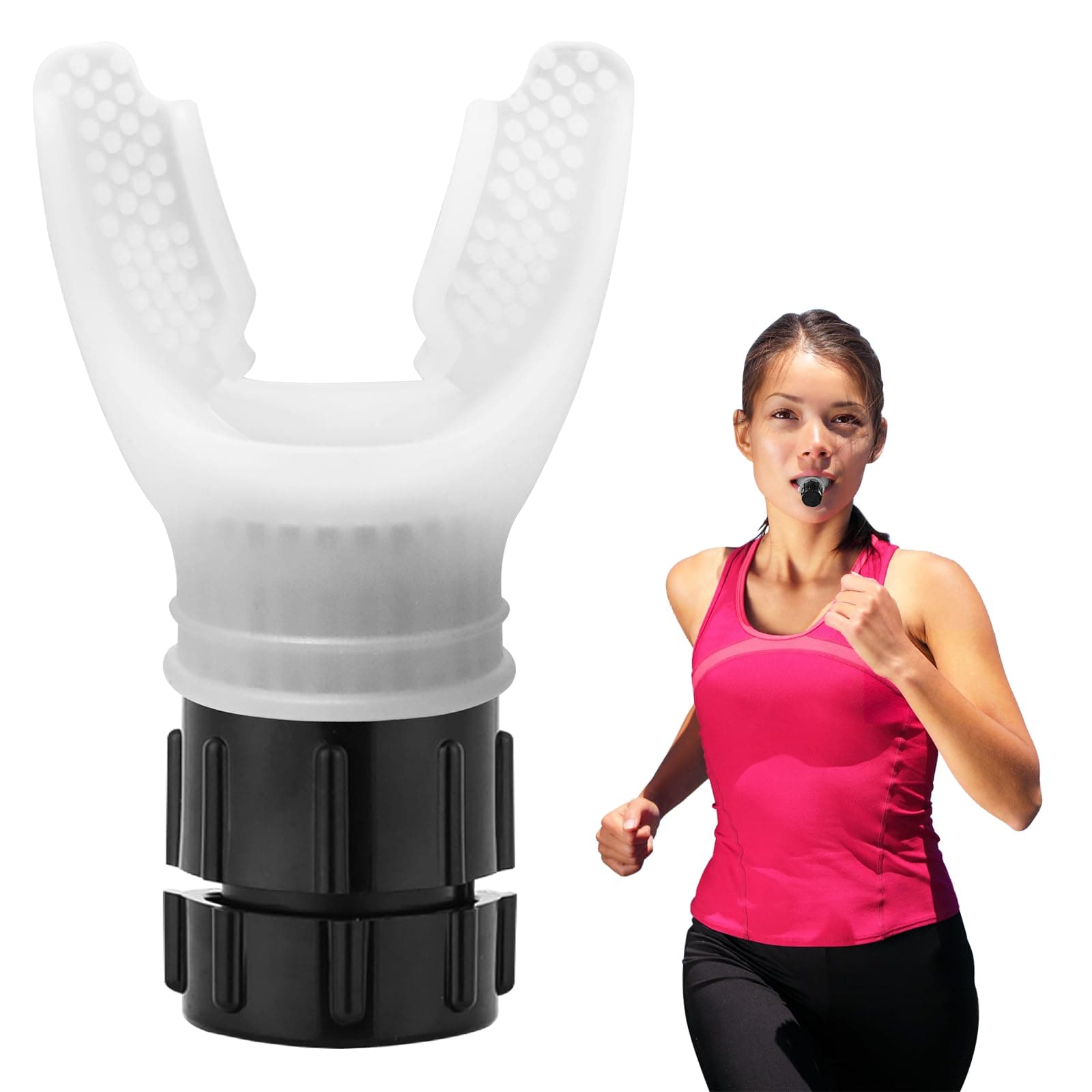 Lung Flexer, Portable Silicone Exercise Device for Increasing Lung Capacity, Endurance Training Device with Adjustable Resistances, White