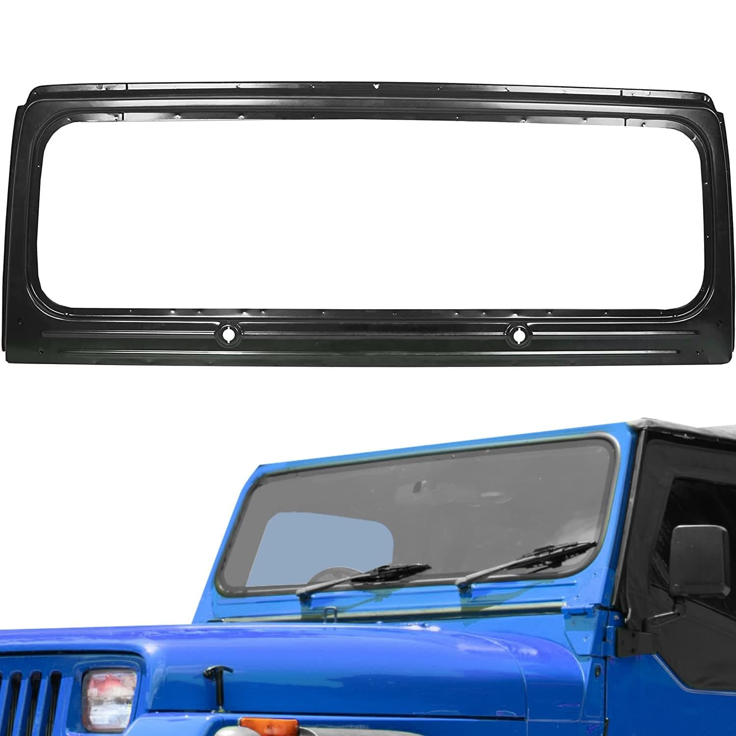 ECOTRIC Front Electrophoretic Windshield Frame Compatible with 1987-1995 Jeep Wrangler Jeep Wrangler YJ Replacement for CH1280101 55174576