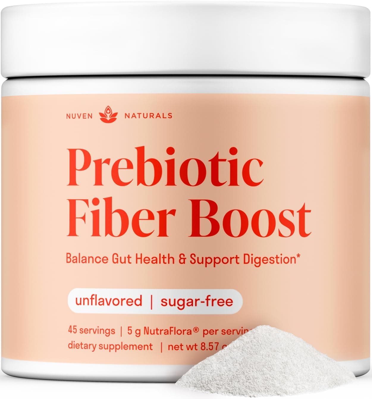 Prebiotic Fiber Powder - Unflavored & Sugar Free | 45 Servings | Fiber Supplement to Support Digestive Regularity, Gut Health, Bloating & Immune Support - 1 Scoop of Soluble Prebiotic Powder Daily