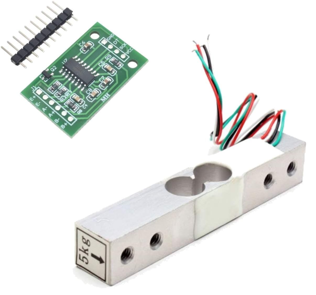 5kg Load Cell and HX711 Combo Pack Kit - Load Cell Amplifier ADC Weight Sensor for Arduino Scale - Everything Needed for Accurate Force Measurement