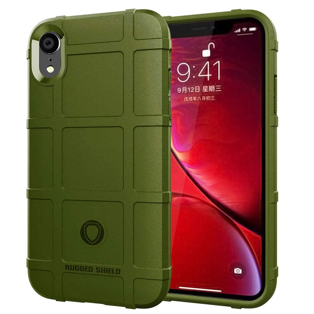 for iPhone XR case, (Rugged Shield Series) TPU Thick Solid Armor Tactical Protective Cover Case for iPhone XR (6.1 inches) - Army Green