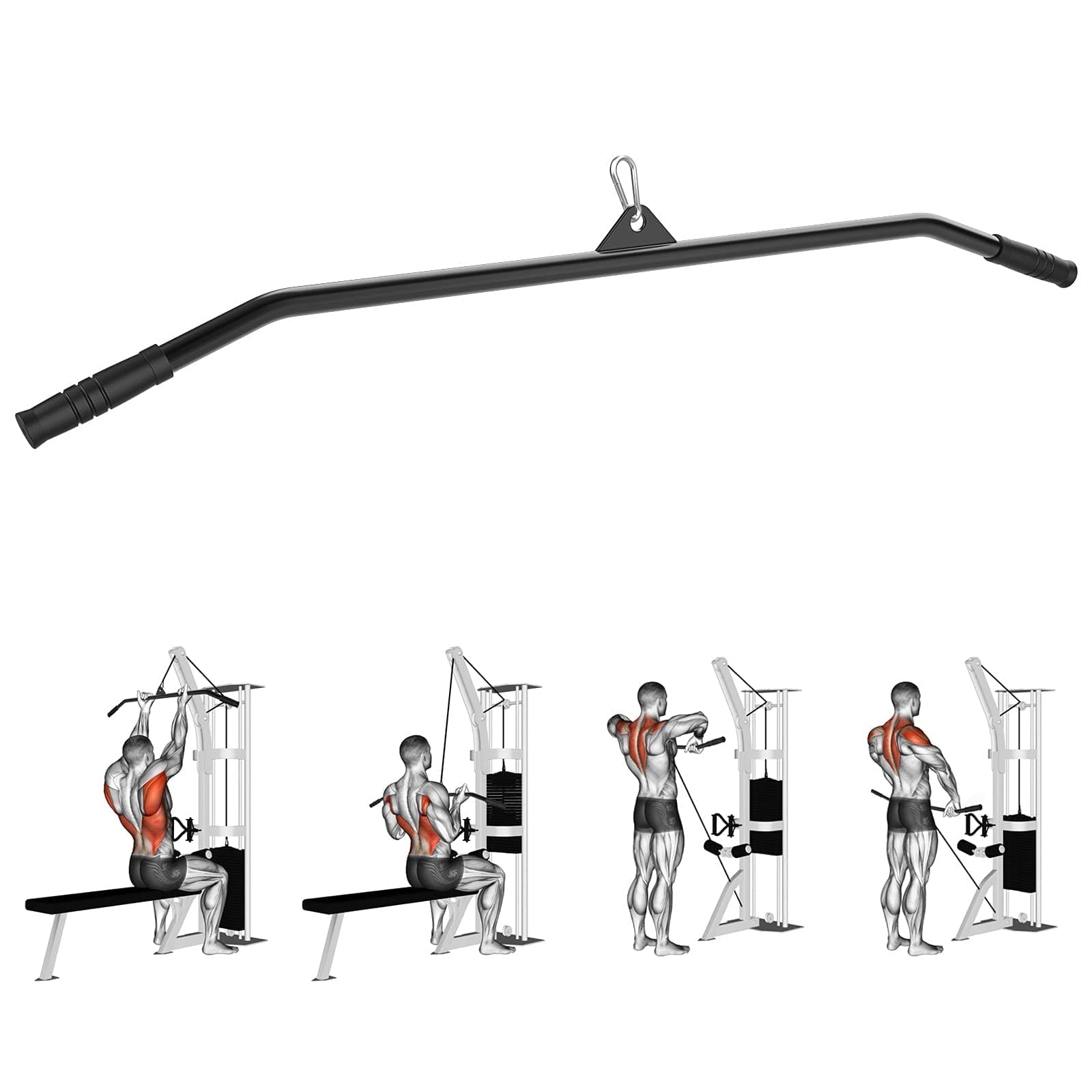 HAWHUV LAT Pulldown Bar Attachments, 39in LAT Pull Down Bar LAT Bar Cable Machine Attachment, Tricep Press Down Bar Weight Machine Accessories for Home Gym Pulley System, Exercise Tricep Back Muscles