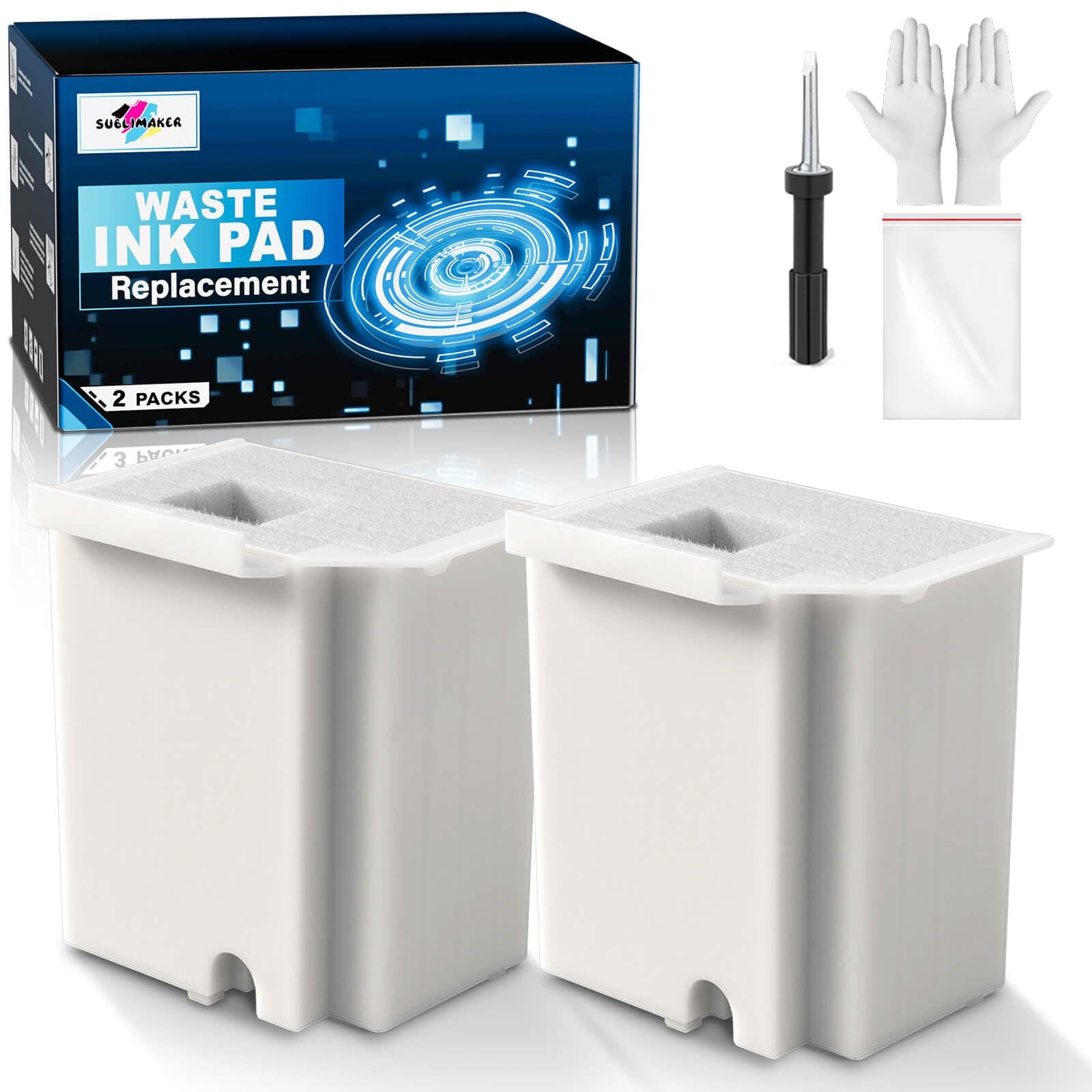 Waste Ink Pad Replacement with Reset Software Compatible Replacement for E Pson ET-2800 ET-4800 ET-2720 ET-2803 ET-2400 ET-4700 ET2800 Printer, Maintenance Box with Reset Software (2 Packs)