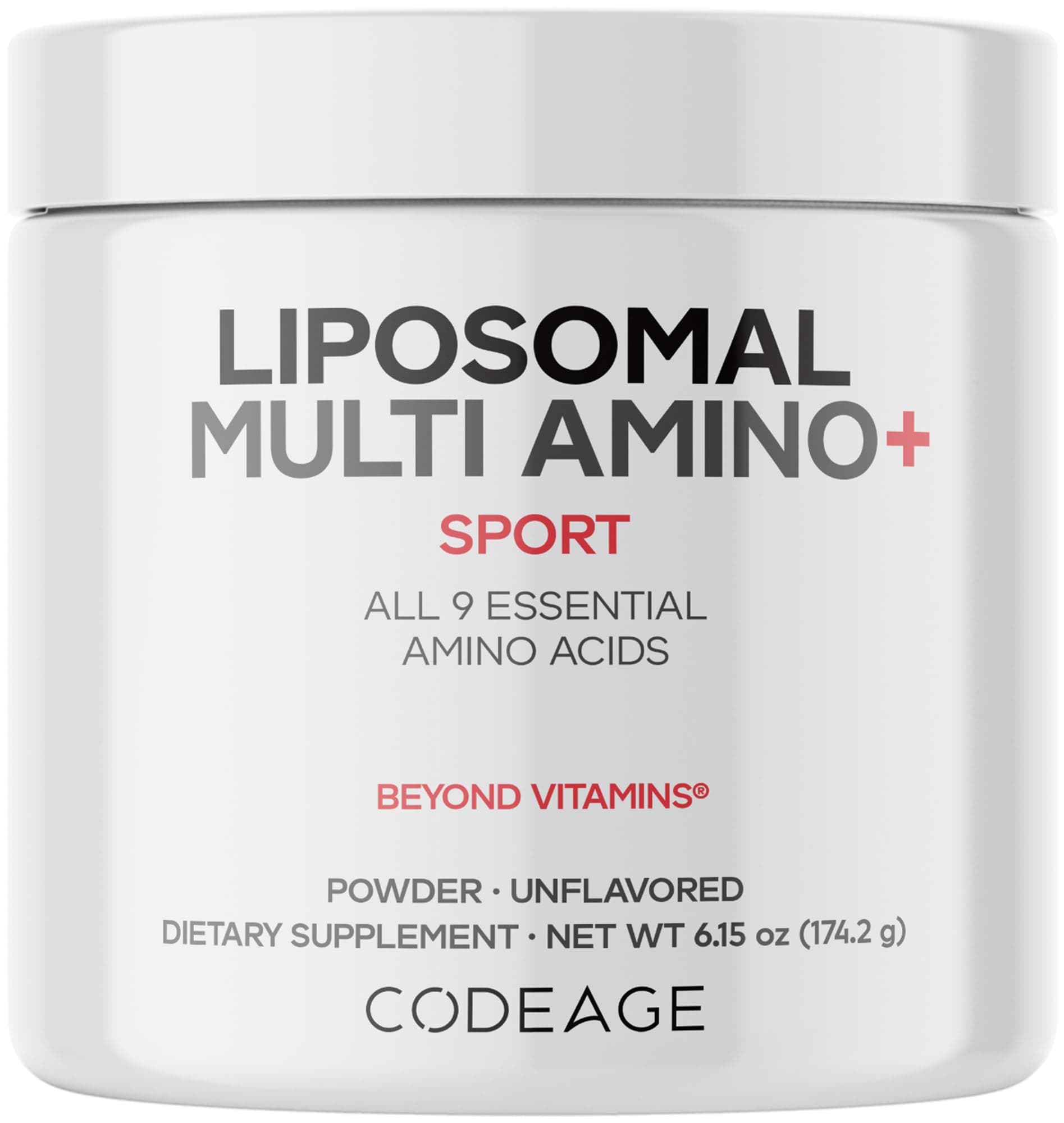 Codeage Liposomal Multi Amino Powder Supplement - BCAA & EAA Supplement All 9 Essential Amino Acids, Branched-Chain Amino Acid, Pre & Post Workout, Unflavored, Liposomal Delivery, Non-GMO, 6.15 oz