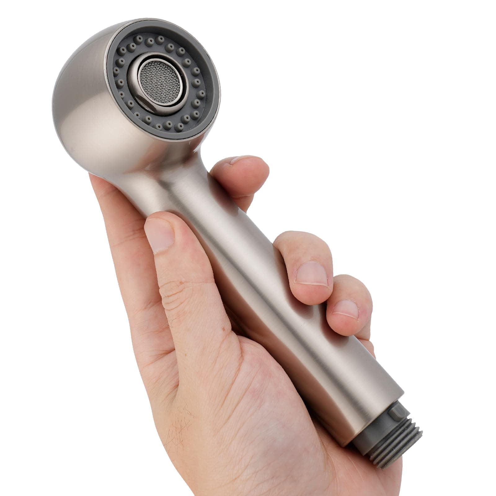 Hibbent Pull Out Sink Sprayer Head Replacement, 2 Function Kitchen Sink Faucet Head, G1/2 or 13/16 Inch Thread Faucet Head Kitchen Tap Sprayer Spout, Brushed Nickel