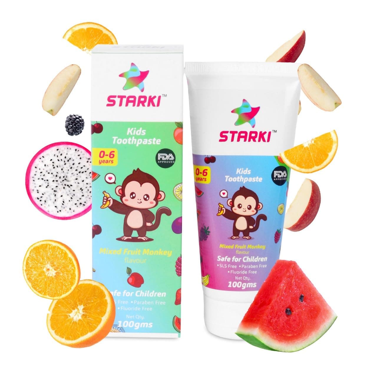- Kids Toothpaste 100g | Mix fruit Monkey Flavour Toothpaste for Teens 2 to 5 Years | Tooth Paste For Boy & Girl | No Chemicals, No Fluoride, No Toxin, No SLS, FDA Approved