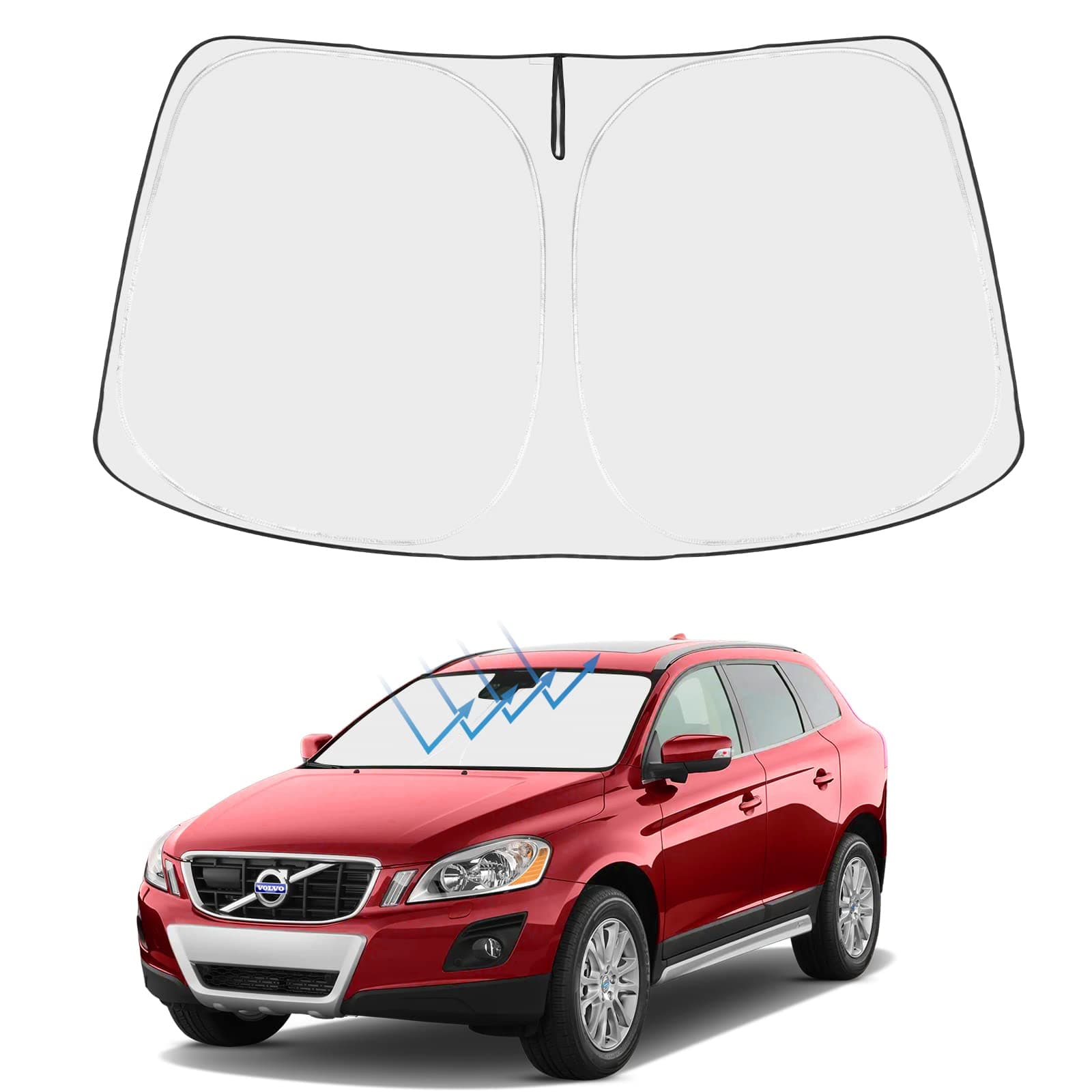 Proadsy 2026 Upgrade Front Windshield Sun Shade Foldable Sunshade Protector Sun Visor Custom Fit 2010-2017 Volvo XC60 SUV Accessories
