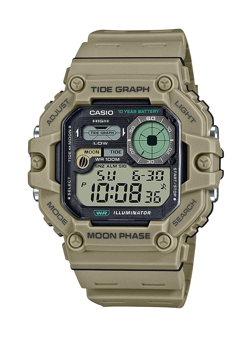 Casio Illuminator Tide Graph Moon Phase 10-Year Battery Digital Watch WS-1700H-5AV, Beige