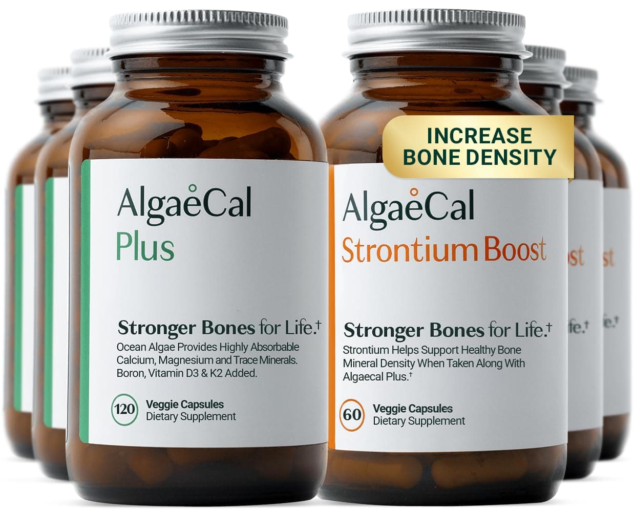 Bone Builder Pack for Bone Density, Clinically Supported Plant Based Calcium Supplements & Strontium, Vitamins K2, D3, Magnesium & 16 Minerals, 3-Month Supply, Made in USA