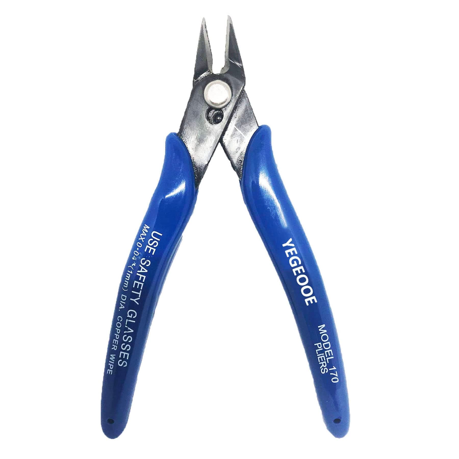 Wire Cutters, 170 Micro Flush Cutters with Spring, Wire Cutting Pliers, Wire Snips, Clean cut Pliers, Shear Cutters for Electronics Soft Copper Jewelry Making, 5-inches, Blue…