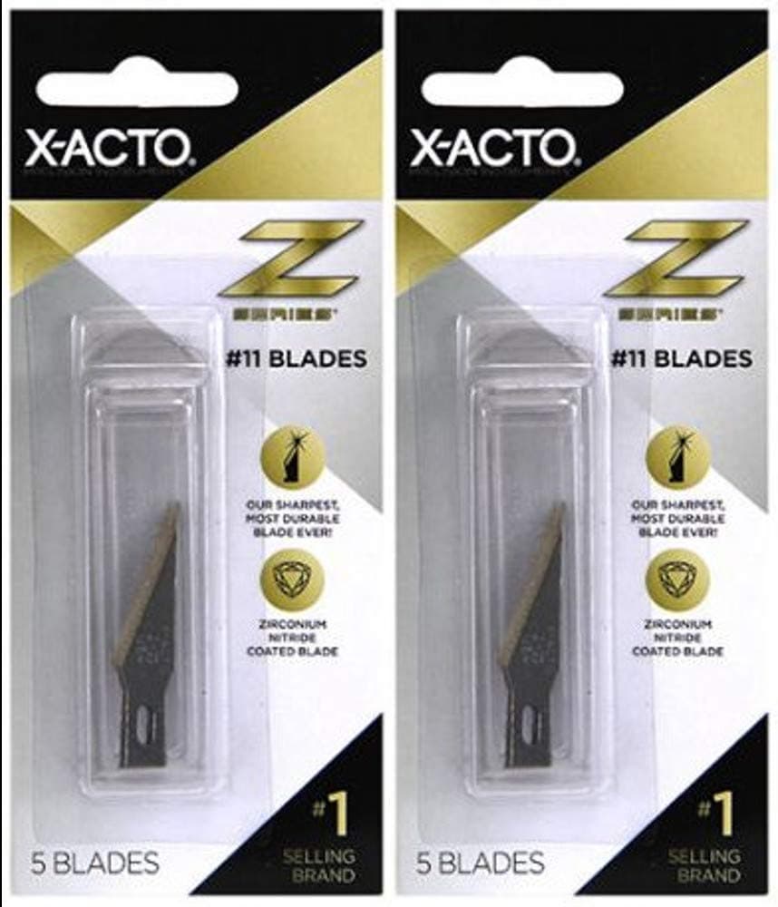 2-PACK - X-ACTO Z Series Light-Weight Replacement Blade, No 11, 4-7/8 in L, Stainless Steel Blade, Gold Hue, 5 blades per pack